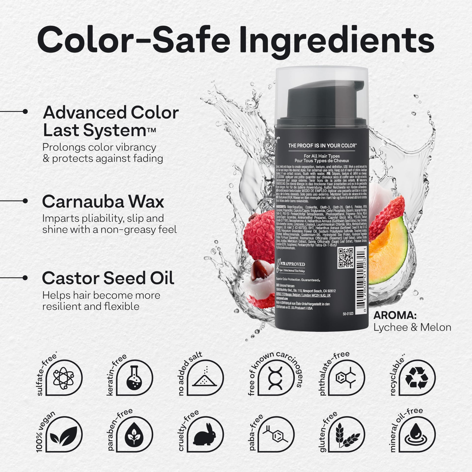 Lavender Colorproof Fiber Blast Texture Crème 3.4 Fl. Oz. Hydrating, Non-Greasy Hair Texture Cream with Lychee & Melon Scent, Travel Size Styling Cream