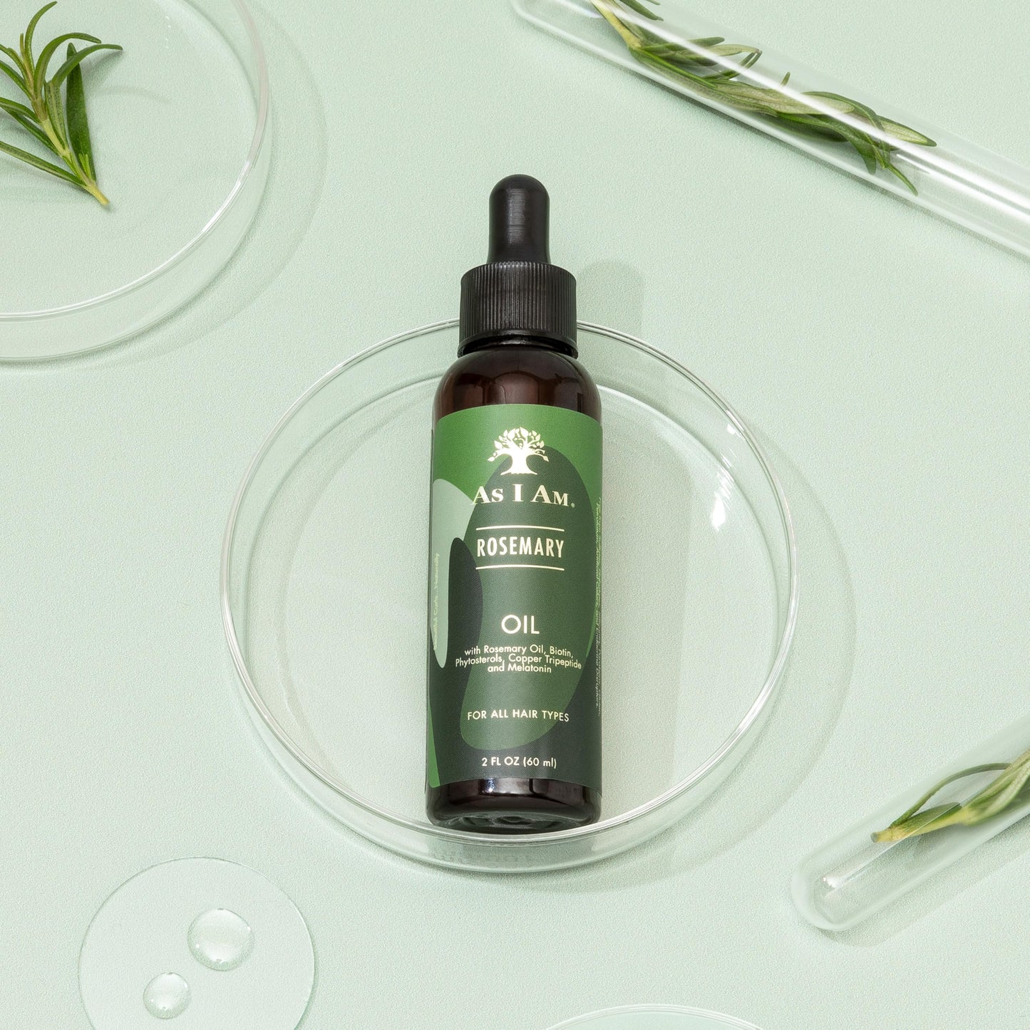 Light Gray As I Am Rosemary Oil - 2 oz - Hair Density Serum - with Biotin & Saw Palmetto