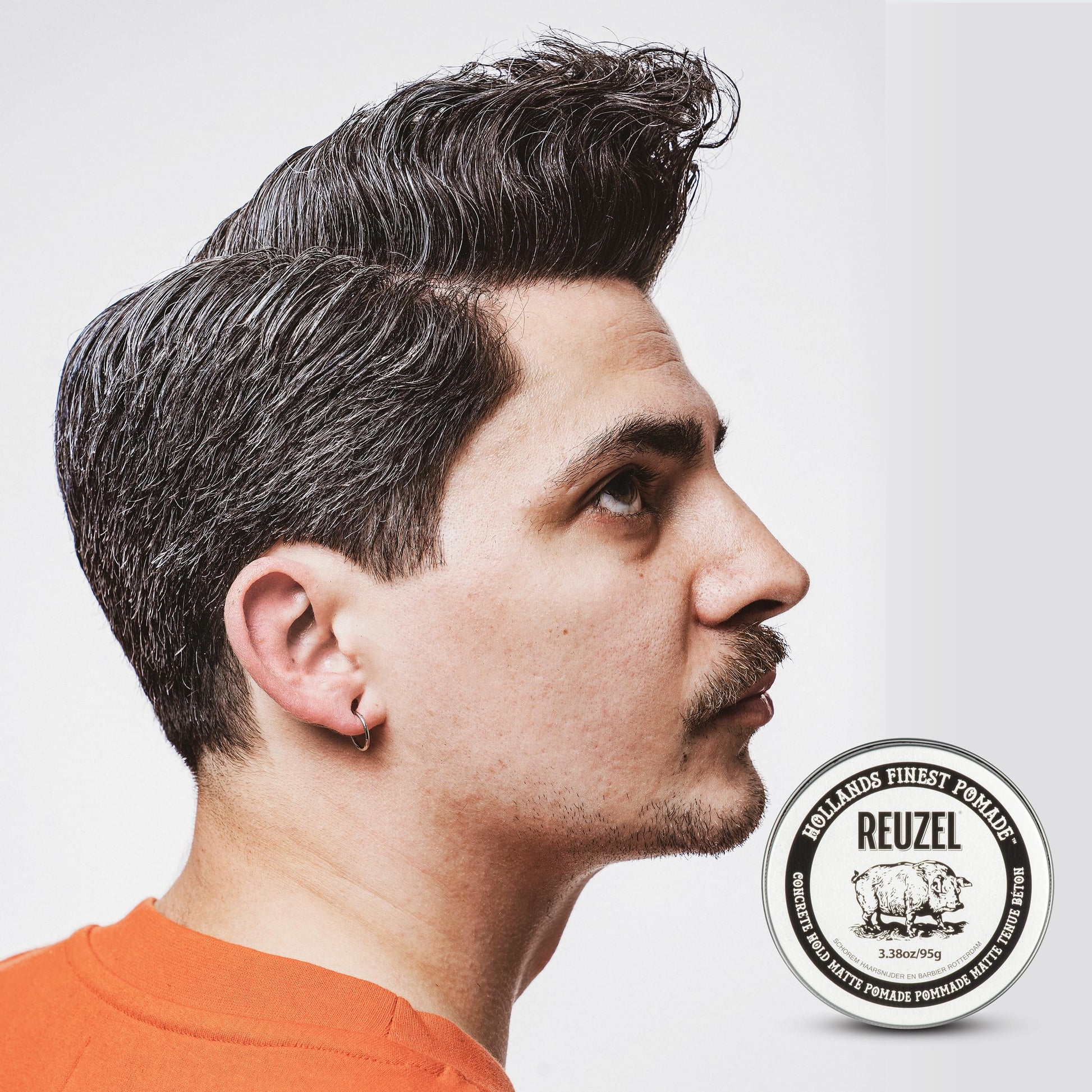 Lavender REUZEL Concrete Matte Pomade, Strong All Day Hold, Water Soluble Styling, Matte Finish and Flake Free, Easy To Wash Out, For All Hair Types