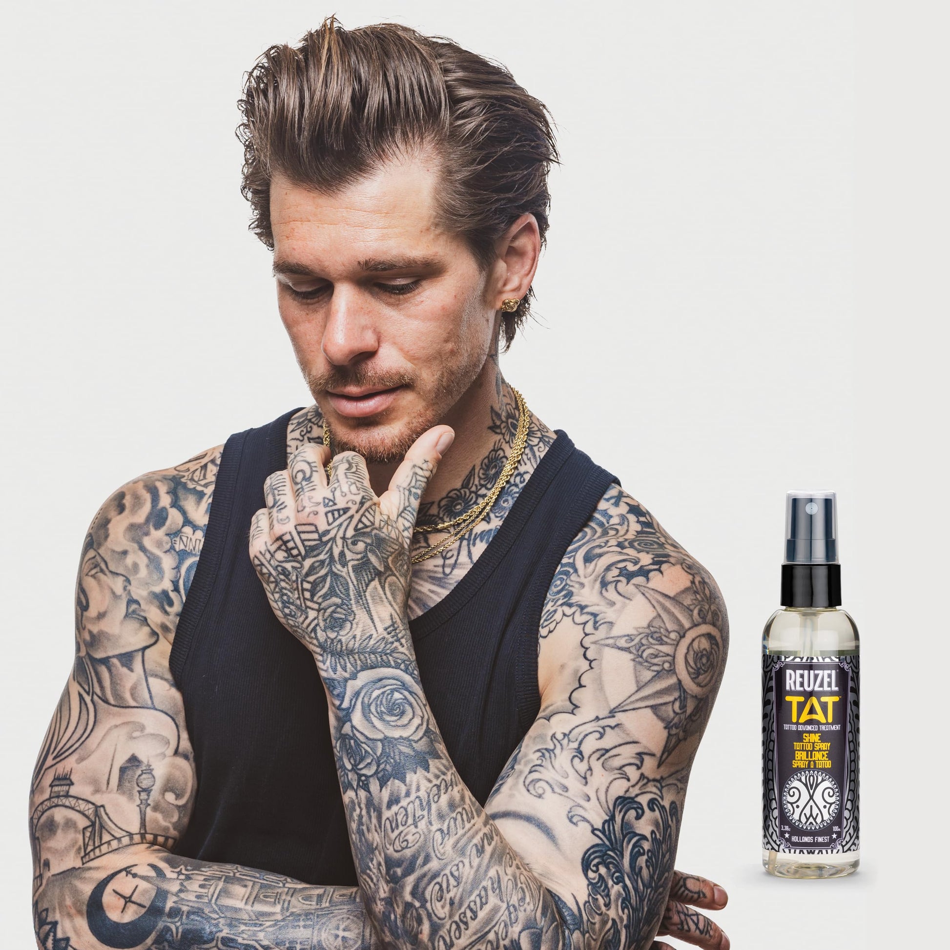 Lavender REUZEL Shine Tattoo Spray, Brightens Tattoos, Reveals Color and Definition, Absorbs Fast, Vegan and Non-greasy Formula, Paraben Free, 3.38 oz