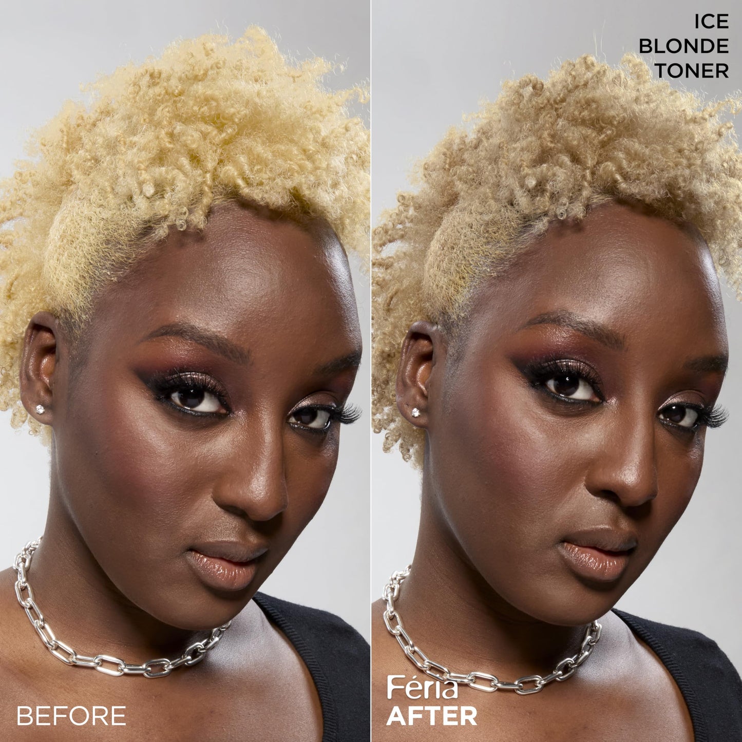 Dim Gray L’Oreal Paris Feria Long-Lasting Anti Brass Power Hair Toner, Ammonia Free Demi Permanent Hair Color, Ice Blonde Hair Toner, 1 Application