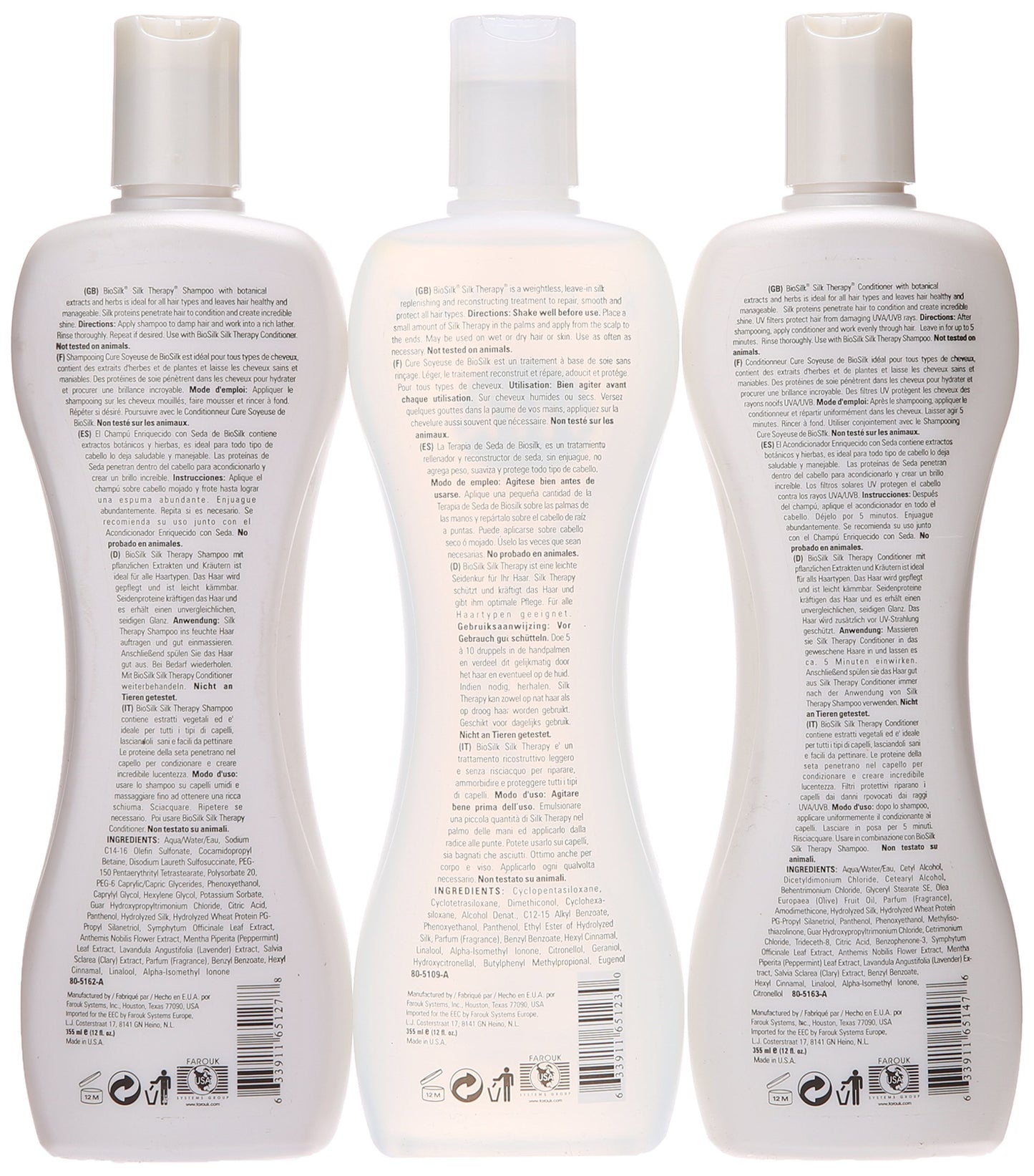 White Smoke Silk Therapy Trio Set by Biosilk for Unisex - 3 Pc 12oz Biosilk Therapy Shampoo, 12oz Biosilk Therapy Conditioner, 12oz Biosilk Therapy Serum