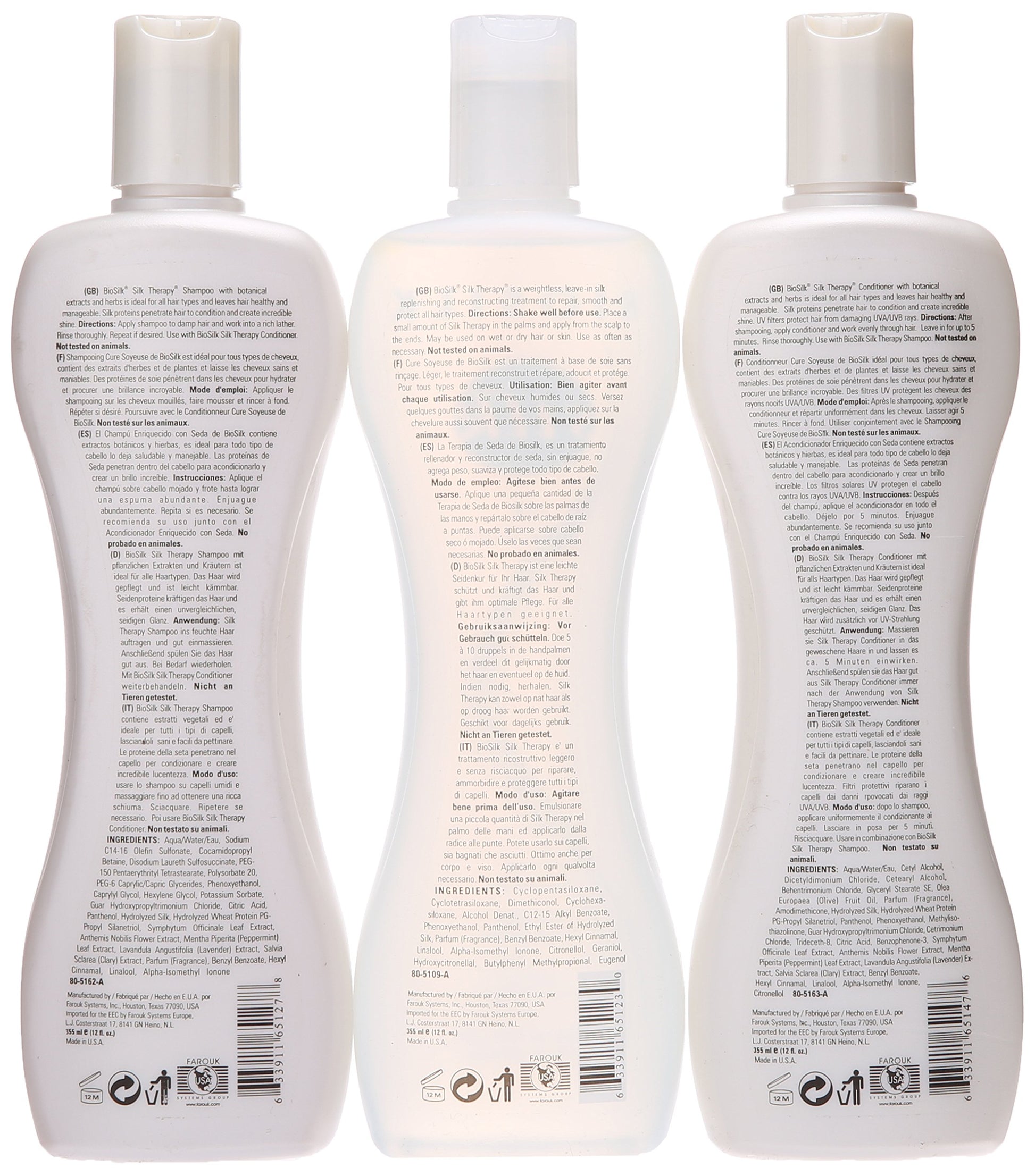 White Smoke Silk Therapy Trio Set by Biosilk for Unisex - 3 Pc 12oz Biosilk Therapy Shampoo, 12oz Biosilk Therapy Conditioner, 12oz Biosilk Therapy Serum