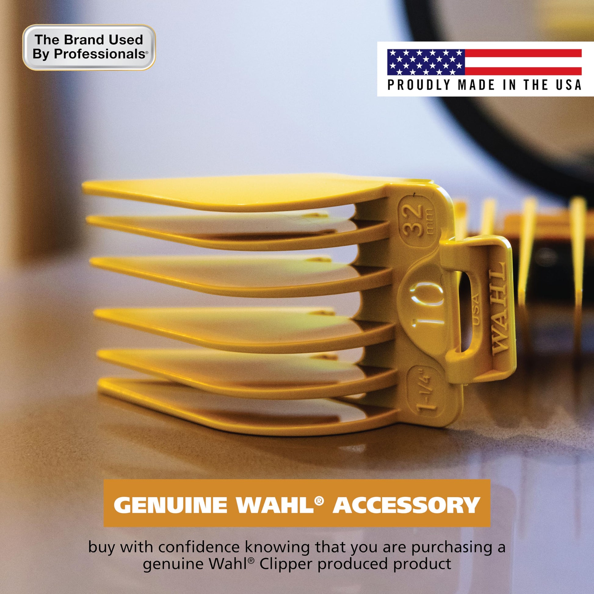 Light Gray Wahl Hair Clipper Genuine Secure Fit Attachment Guard Set for Long Hair Styles and Fades, 2 Full Size Hair Clipper Guide Combs for Increased Cutting Performance - Model 3025025