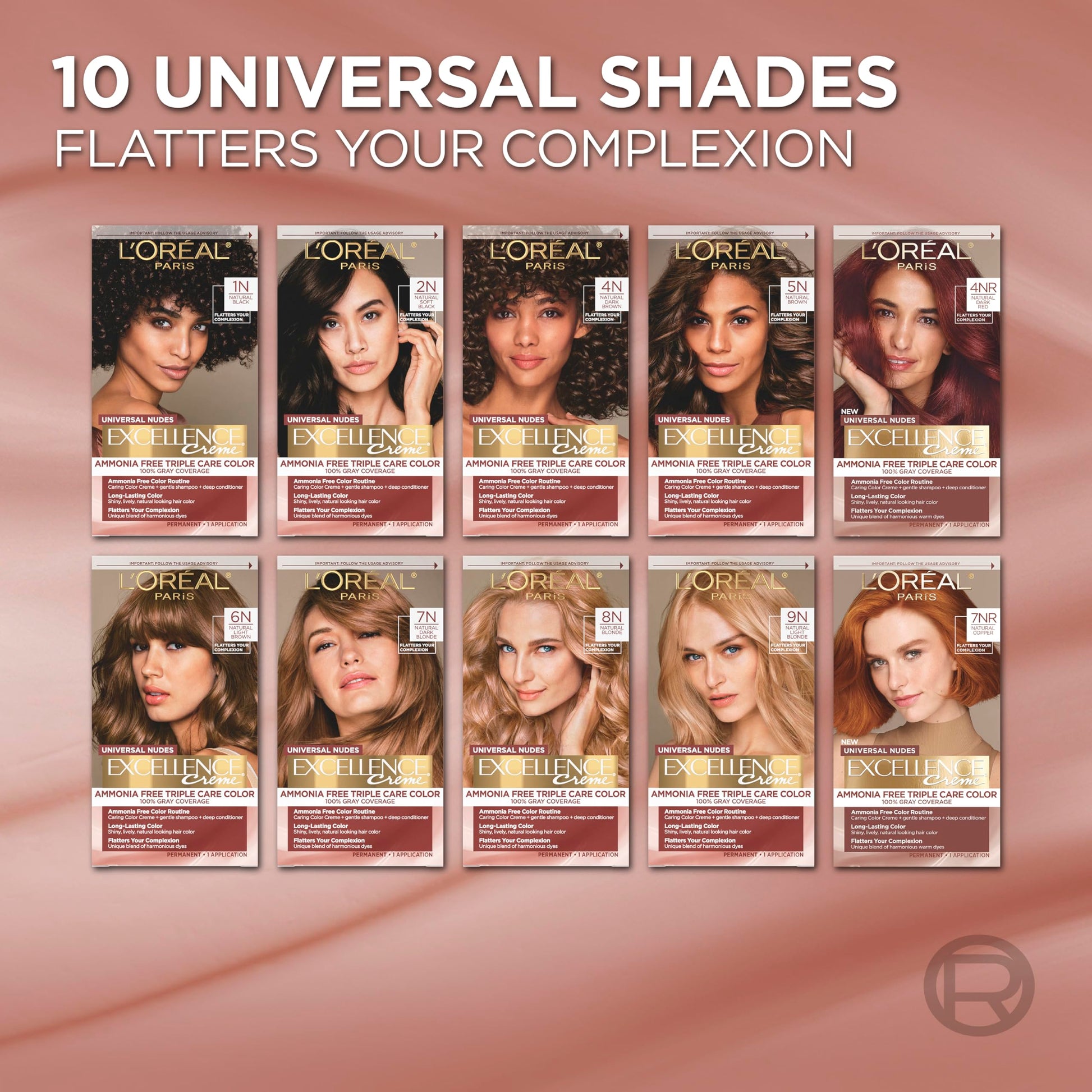 Rosy Brown L’Oreal Paris Excellence Universal Nudes Permanent Hair Color, Ammonia Free Hair Dye for Gray Hair Coverage, 4N Natural Dark Brown, 1 Hair Dye Kit