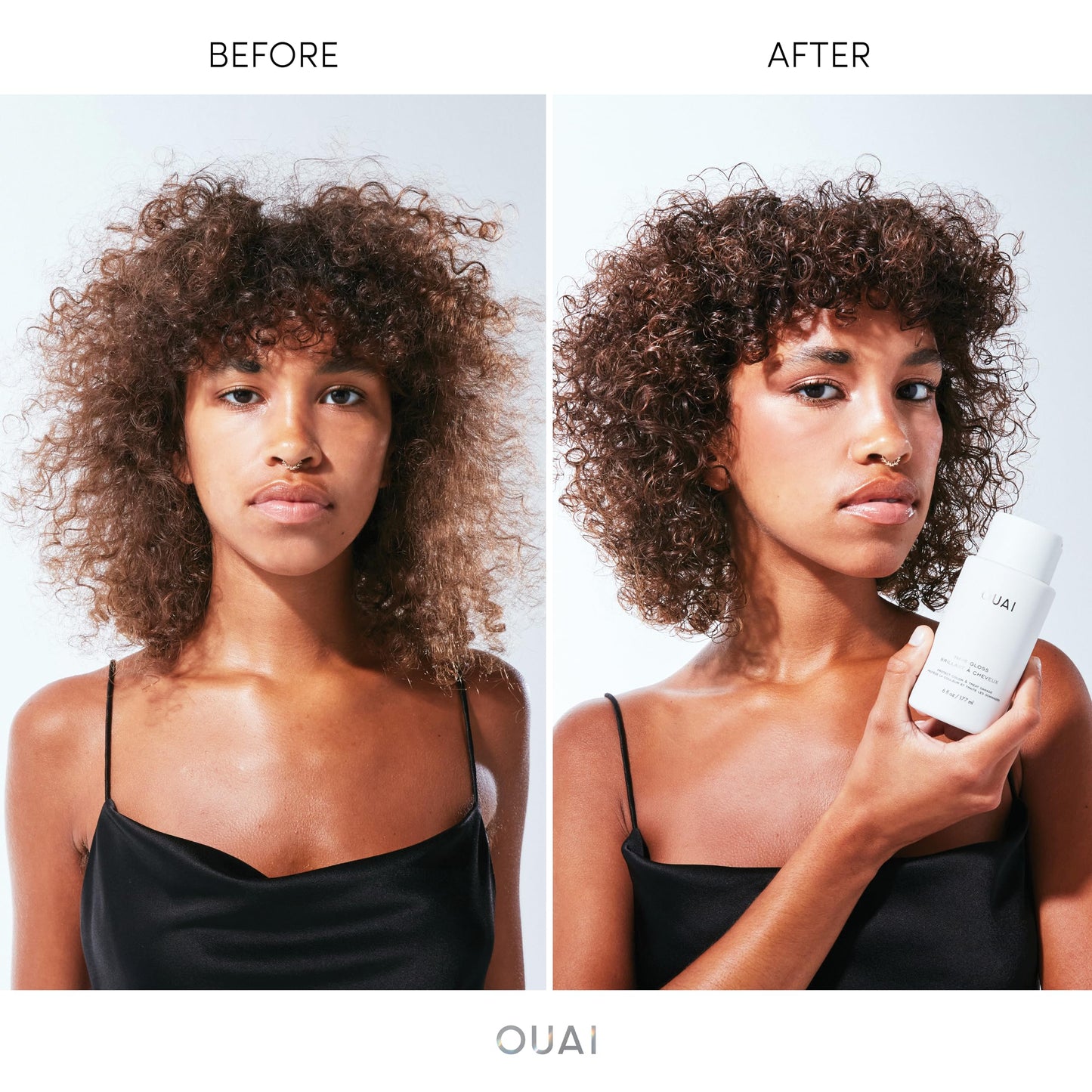 White Smoke OUAI Hair Gloss - In-Shower Shiny Hair Treatment & Glaze with Frizz Control - Heat Protectant Infused with Hyaluronic Acid, Rice Water & Panthenol - Paraben, Phthalate & Sulfate Free (6 Oz)