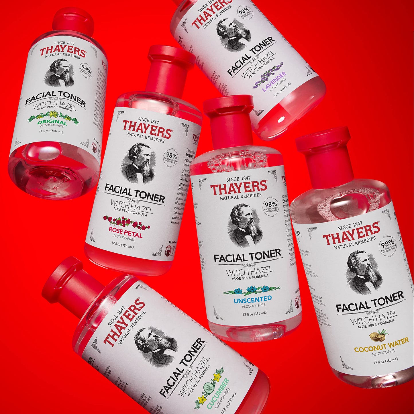 Red Thayers Facial Toner, Witch Hazel with Aloe Vera, Rose Petal, 12 Fl Oz (Pack of 2)
