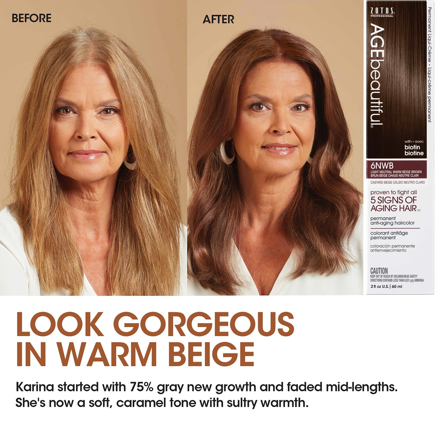 White Smoke AGE beautiful Permanent Hair Color Dye Liqui Creme | 100% Gray Coverage | Anti-Aging Haircolor | Biotin for Thicker, Fuller Hair | Professional Salon Coloring | 4N Dark Brown