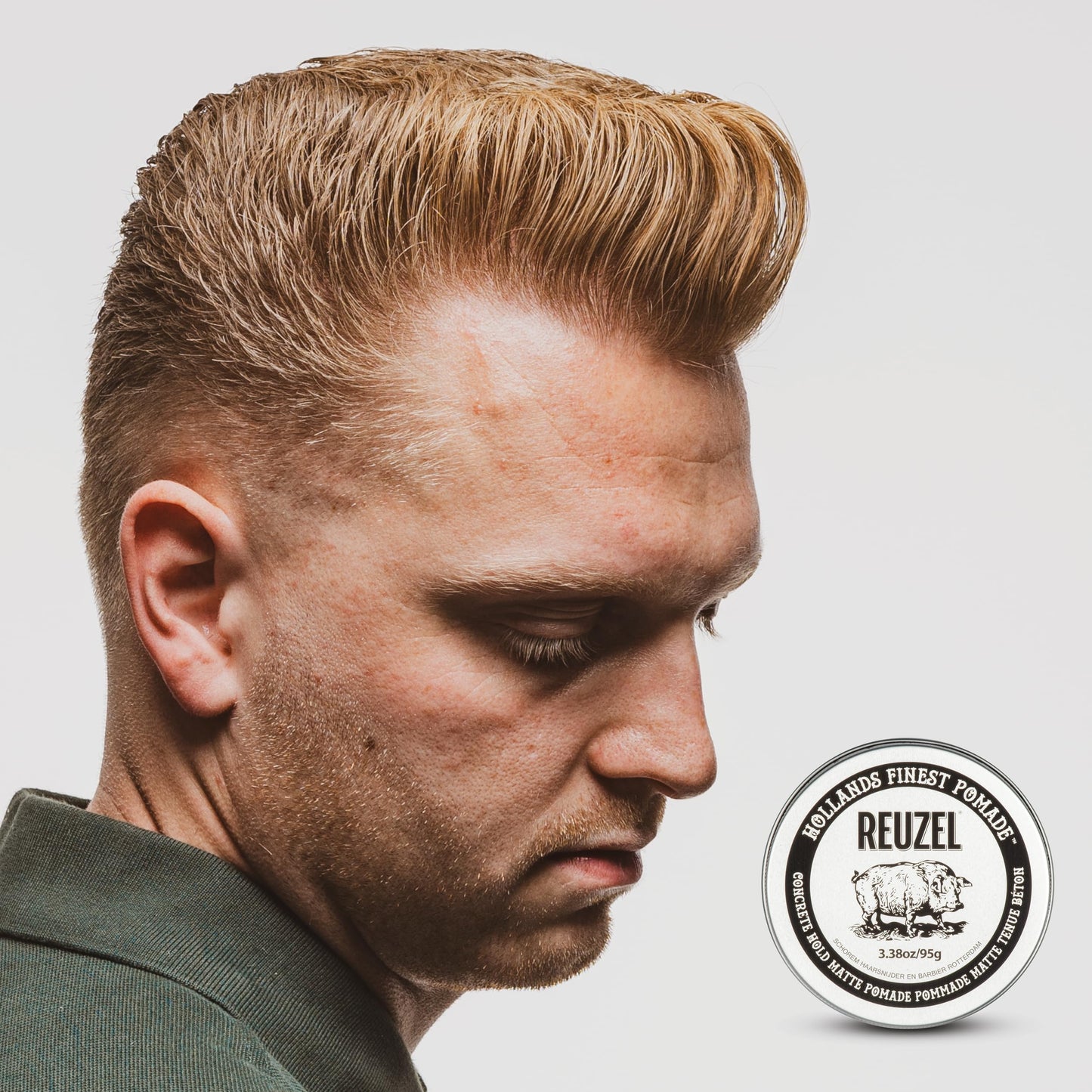 Lavender REUZEL Concrete Matte Pomade, Strong All Day Hold, Water Soluble Styling, Matte Finish and Flake Free, Easy To Wash Out, For All Hair Types