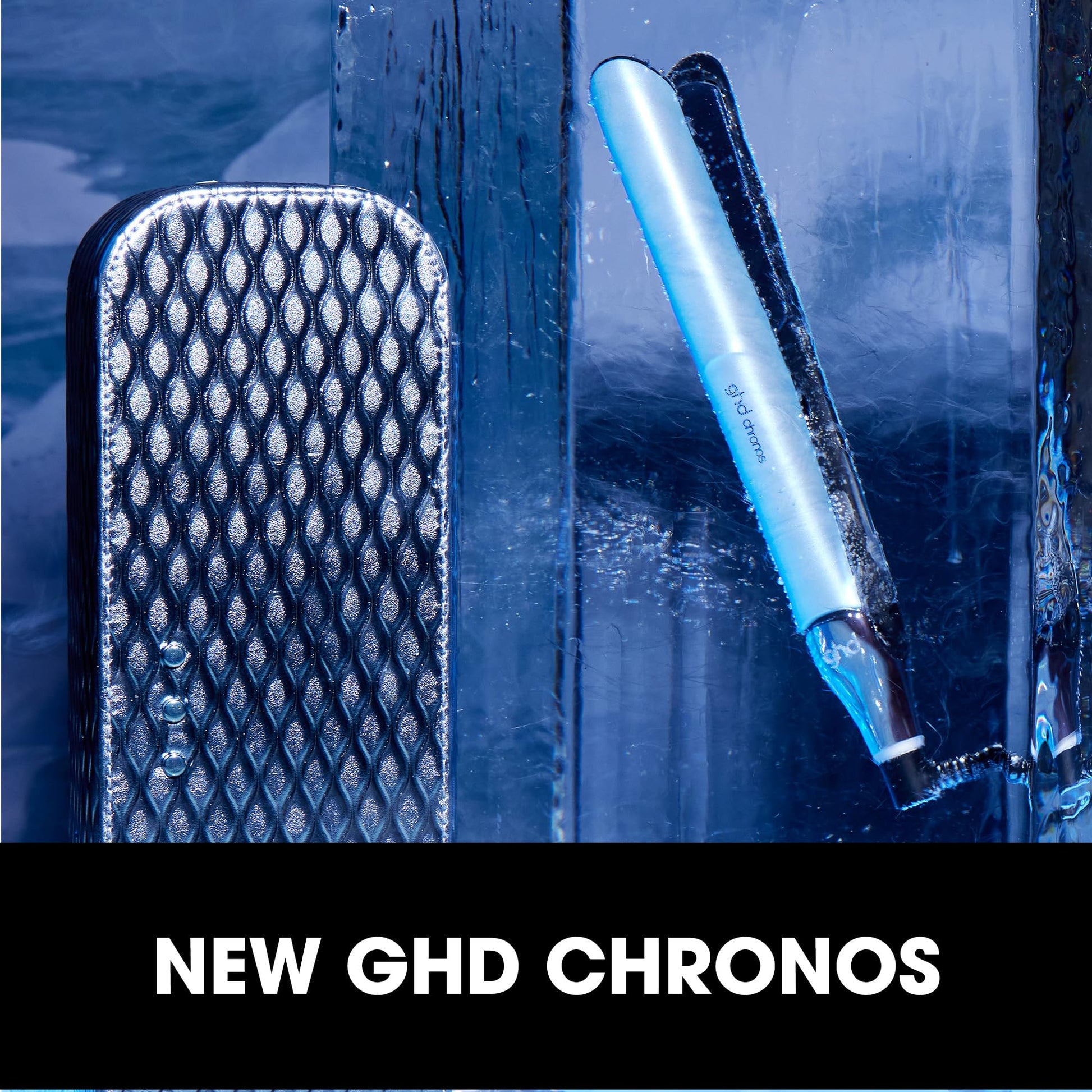Black ghd Chronos Styler - 1” Smart Flat Iron Hair Straightener with HD Motion-Responsive Technology, Faster Styling, 24-Hour Results, More Shine, Less Frizz, and No Extreme Heat Damage - ICY Blue