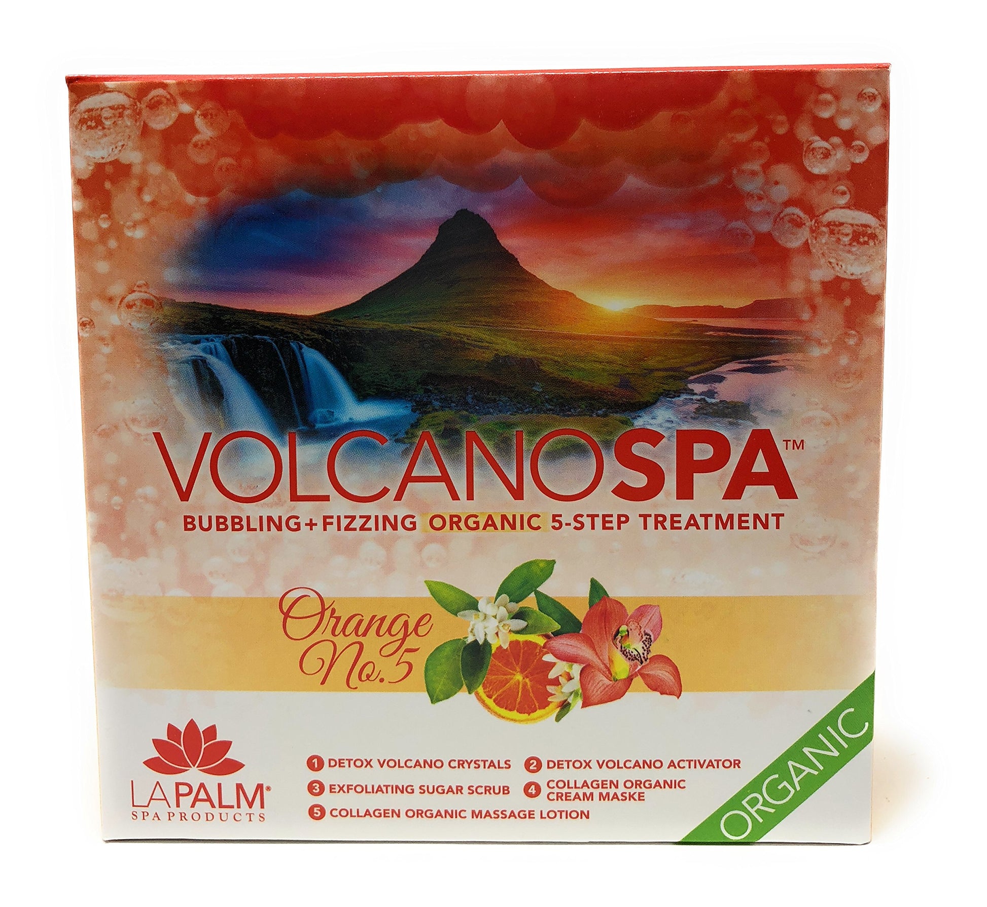 White Smoke La Palm Volcano Spa Bubbling + Fizzing Organic 5-Step Treatment – Orange No.5 (4 packs)