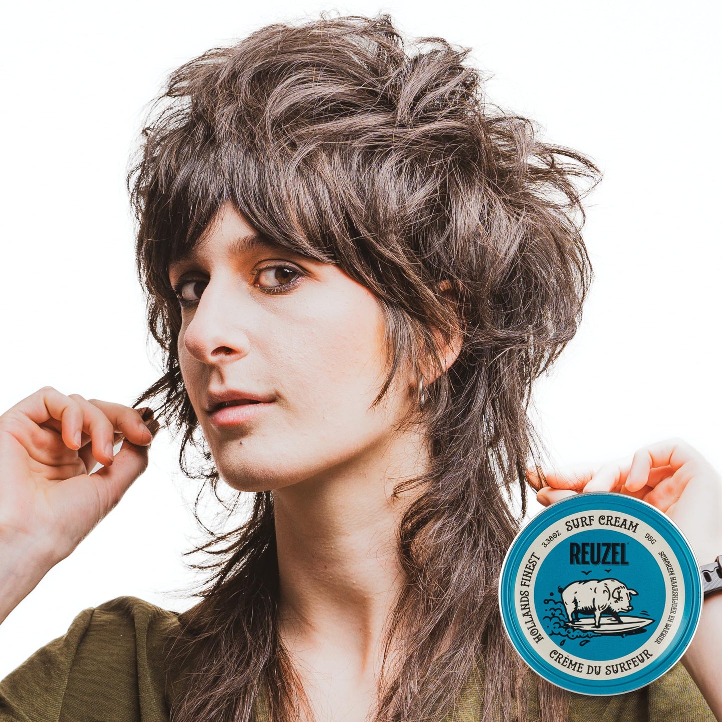 White Smoke REUZEL Surf Texture and Definition Cream, Light All Day Hold, Water Soluble Styling, Matte Finish & Flake Free, For All Hairstyles, 3.38 oz