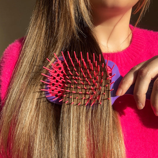 Deep Pink FHI Heat UNbrush Detangling Brush for Pain-Free Brushing on All Wet or Dry Hair Types — Durable DuoFlex Anti-Static Bristles, Lightweight Handle, Vented Hair Brush