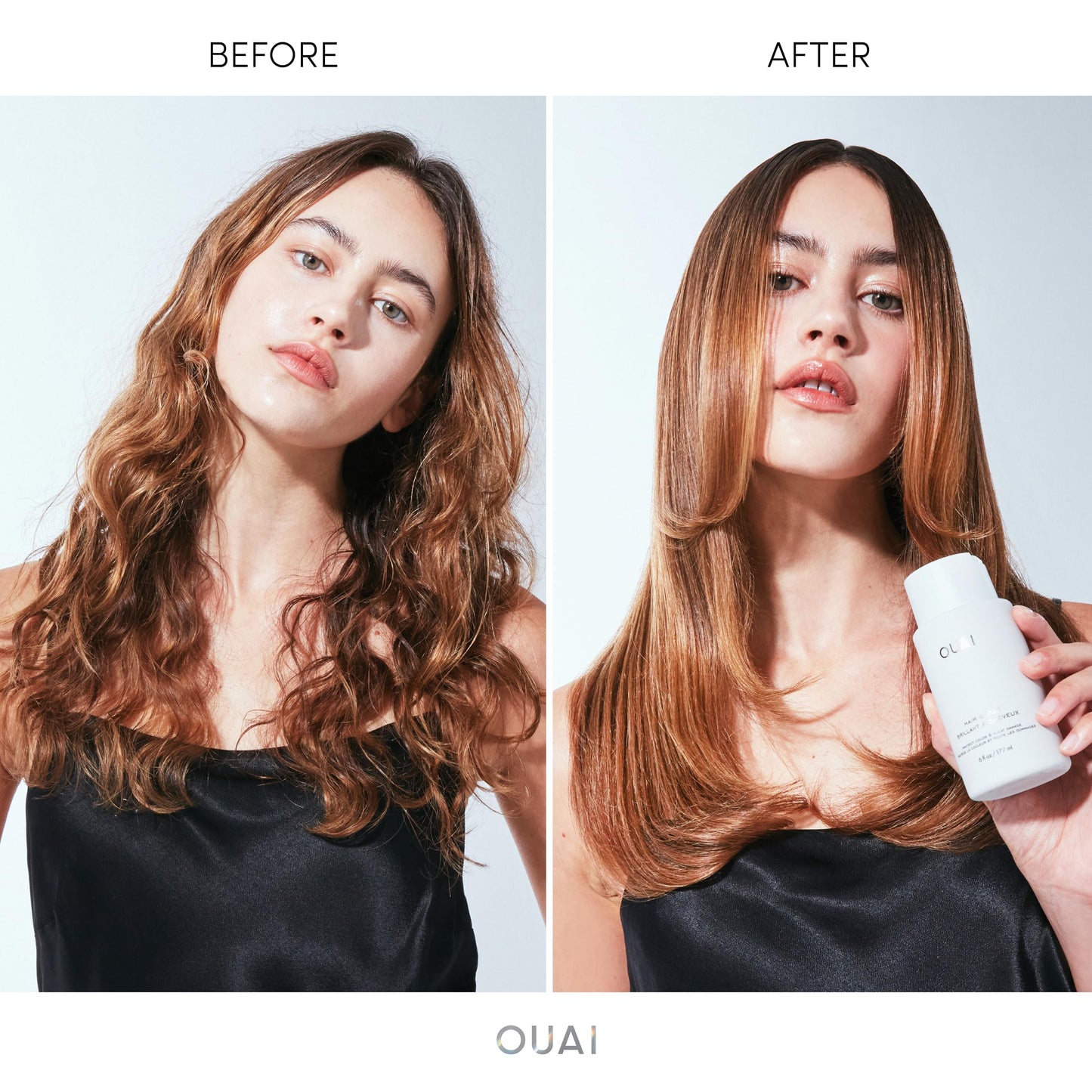 White Smoke OUAI Hair Gloss - In-Shower Shiny Hair Treatment & Glaze with Frizz Control - Heat Protectant Infused with Hyaluronic Acid, Rice Water & Panthenol - Paraben, Phthalate & Sulfate Free (6 Oz)