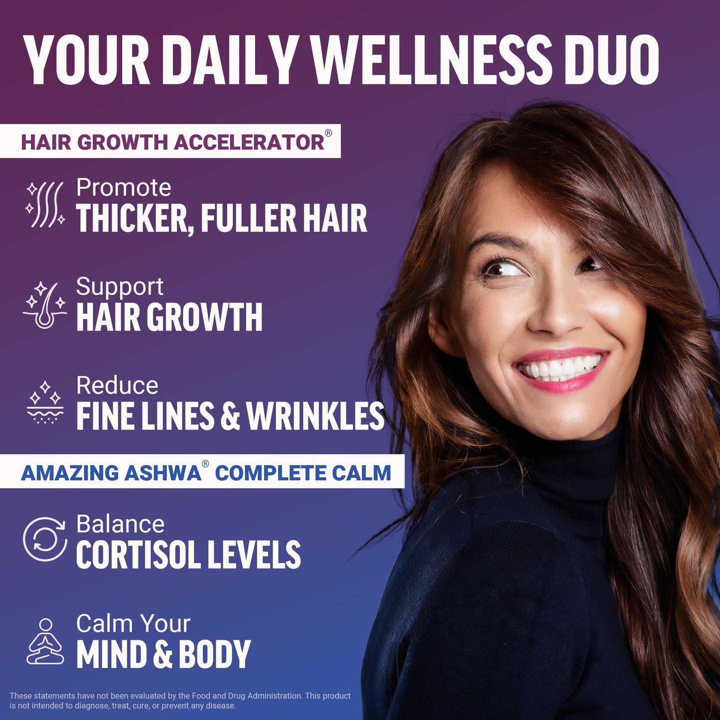 Black Force Factor Hair Growth Accelerator Soft Chews, Lustriva & Biotin to Promote Thicker, Stronger, Fuller Hair, Hair Growth Vitamins for Women + Amazing Ashwa Complete Calm with KSM-66 Ashwagandha