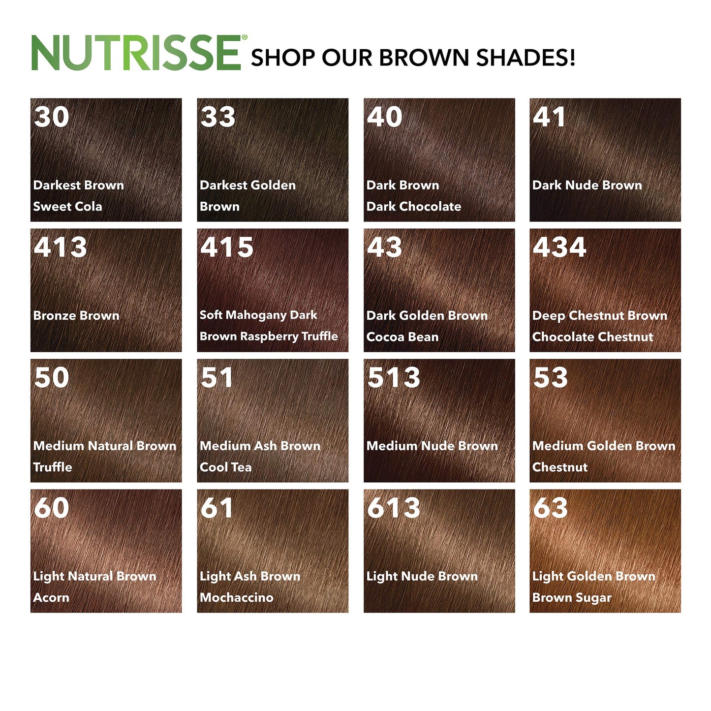 White Smoke Garnier Nutrisse Nourishing Hair Color Creme, 50 Medium Natural Brown (Truffle) (Packaging May Vary)