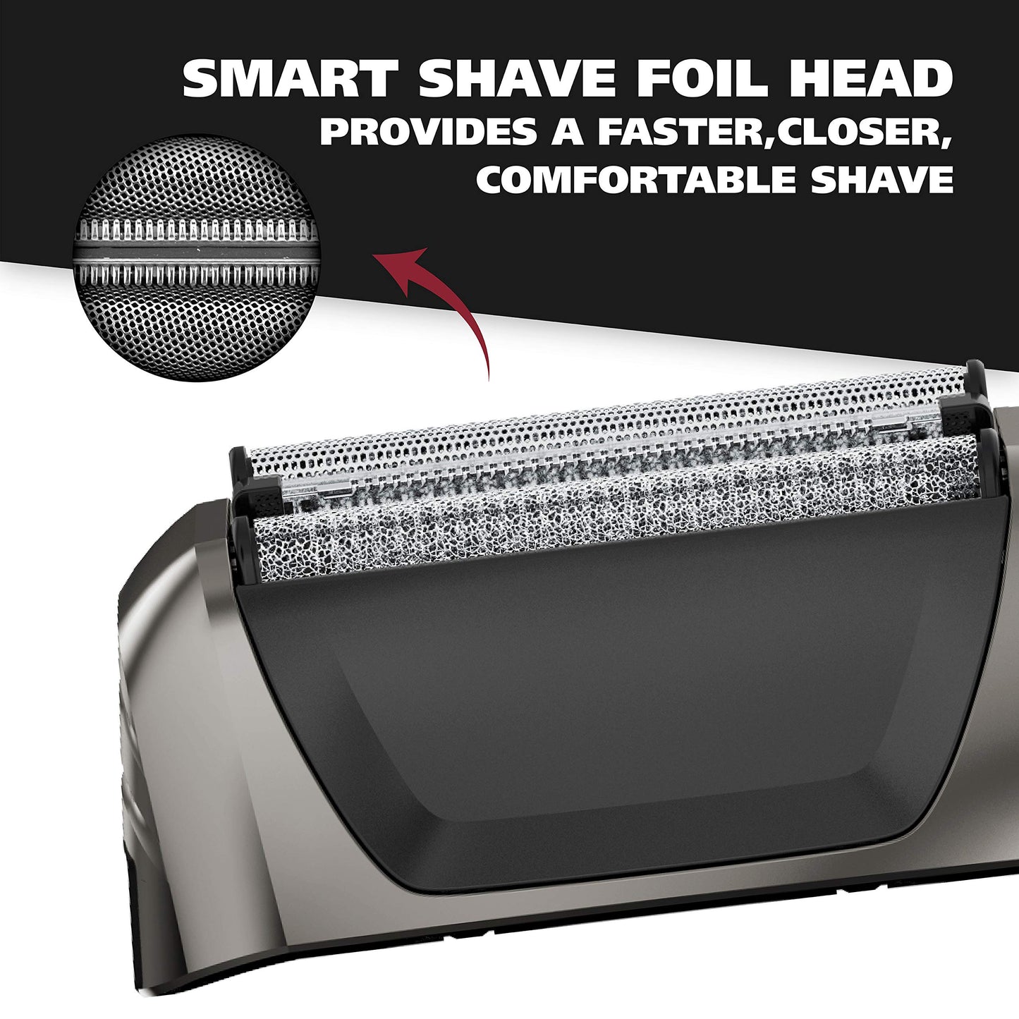 White Smoke Wahl Black Chrome Smart Shave Replacement Foils, Cutters and Head for 7061 Series - Model 7045-700
