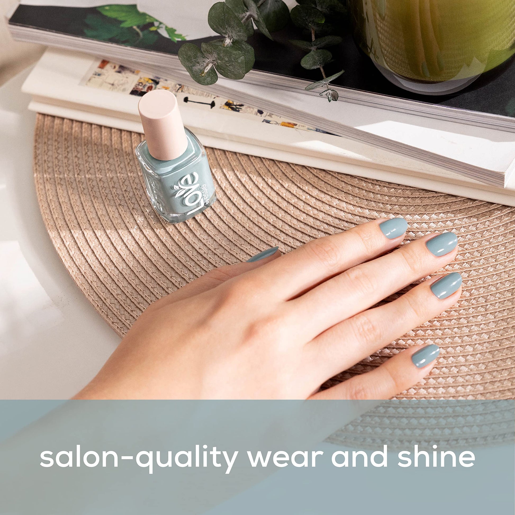 Dark Gray LOVE by essie Nail Care, 85% Plant-based, Salon-Quality, Base and Top Coat, 0.46 Fl Oz