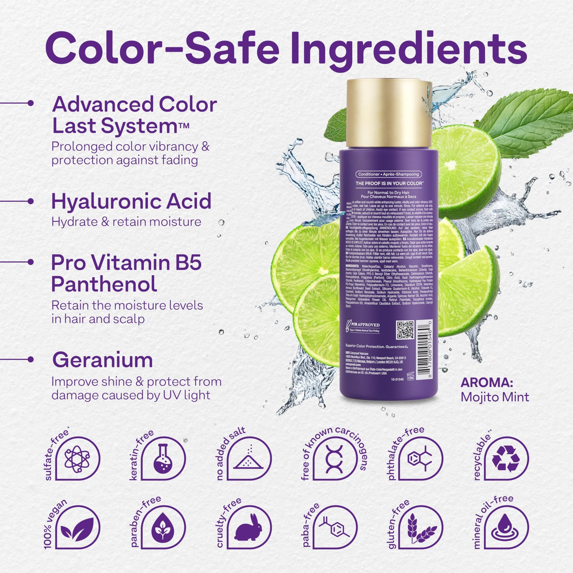 White Smoke ColorProof Moisture Conditioner - For Dry Color-Treated Hair Hydrates & Repairs Sulfate-Free Vegan