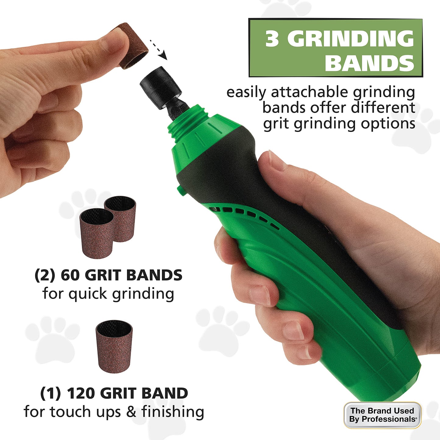 White Smoke Wahl Lithium Ion Rechargeable Dog Nail Grinder with Concave Rounding Tip and Nail Guard for Increased Safety and Precise Nail Grinding, 3 Hour Run Time - 5975