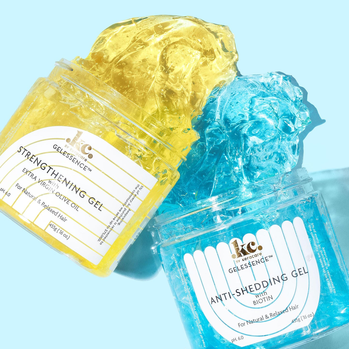 Light Cyan KeraCare GelEssence Strengthening Gel - 16 ounce - with Extra Virgin Olive Oil (EVOO) - Strengthens Hair - Adds Shine - Flake Free - Vegan - Crunch Free
