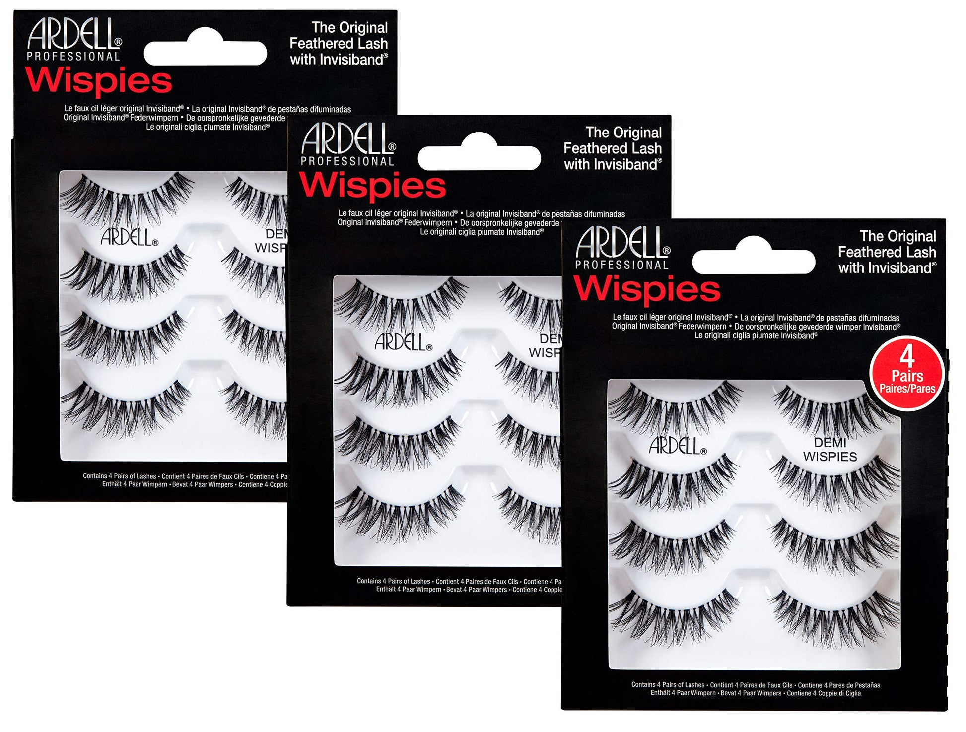 White Smoke ARDELL Professional Natural Multipack - Demi Wispies Black by Ardell, Pack of 3