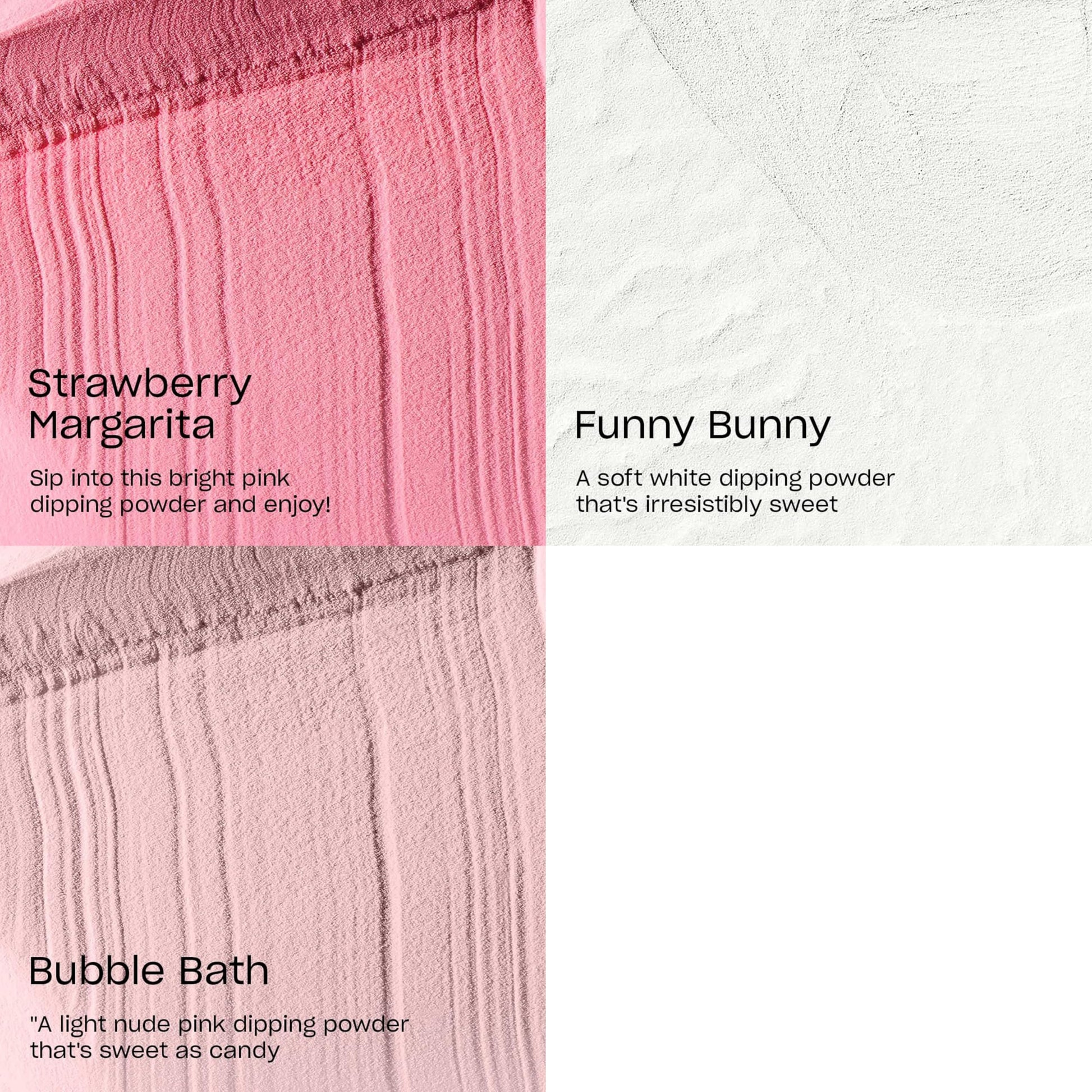 White Smoke OPI Powder Perfection Iconic Shades Tio Bundle | Strawberry Margarita + Bubble Bath + Funny Bunny