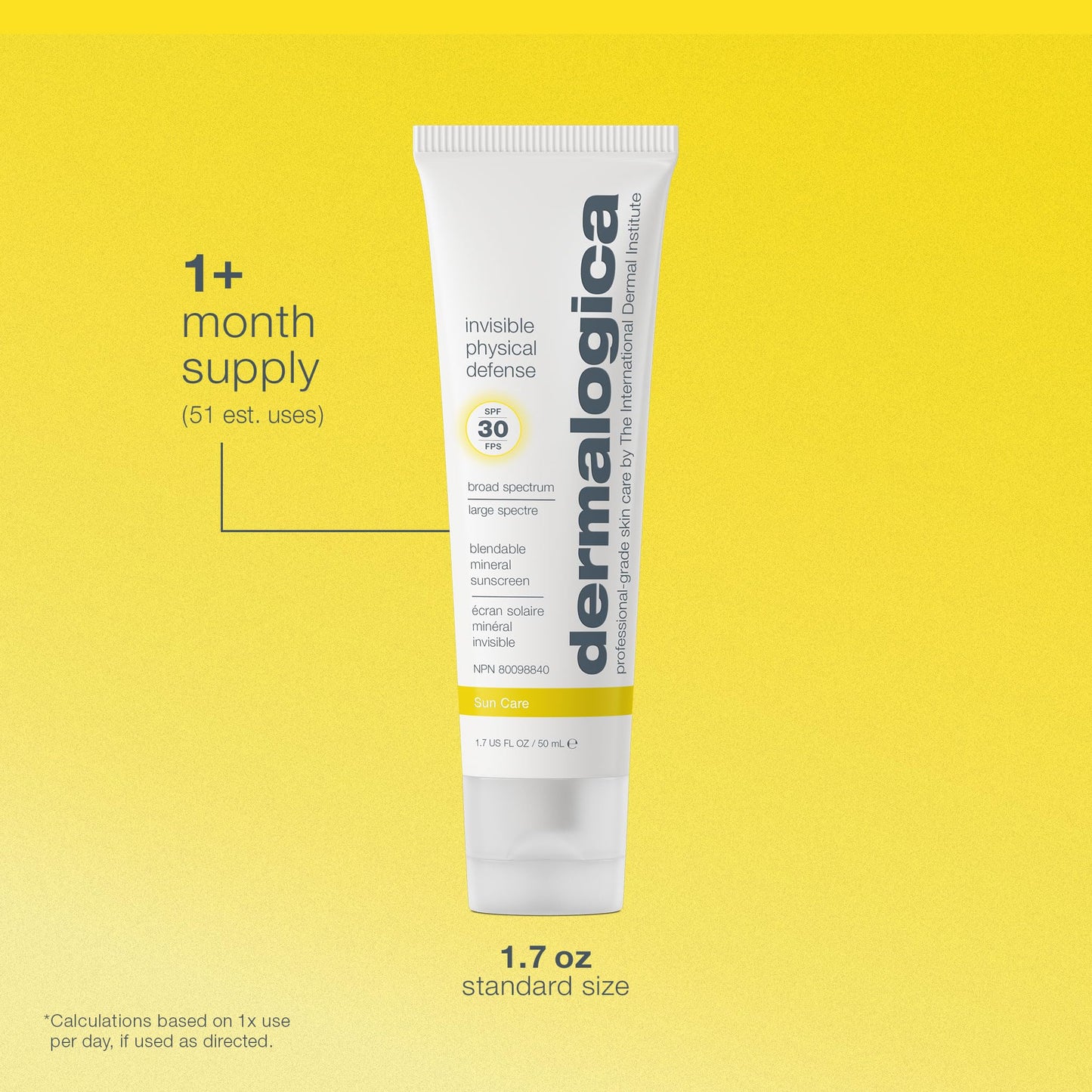 Gold Dermalogica Invisible Physical Defense SPF30 (1.7 Fl Oz) Face Sunscreen Moisturizer - Non-Greasy Formula That Defends Against UVA/UVB/Blue Light