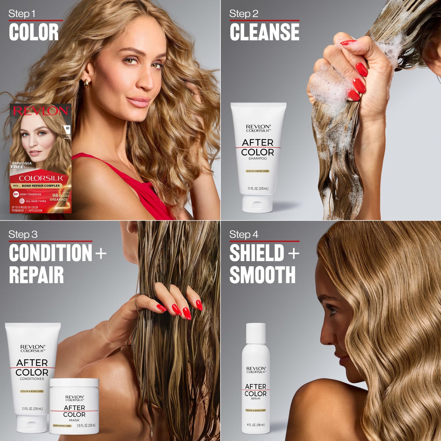 Light Gray Revlon ColorSilk with Bond Repair Complex, Auburn Permanent Hair Color, 100% Gray Coverage, Ammonia Free Hair Dye, Vegan Keratin, 49 Auburn Brown (Pack of 3)