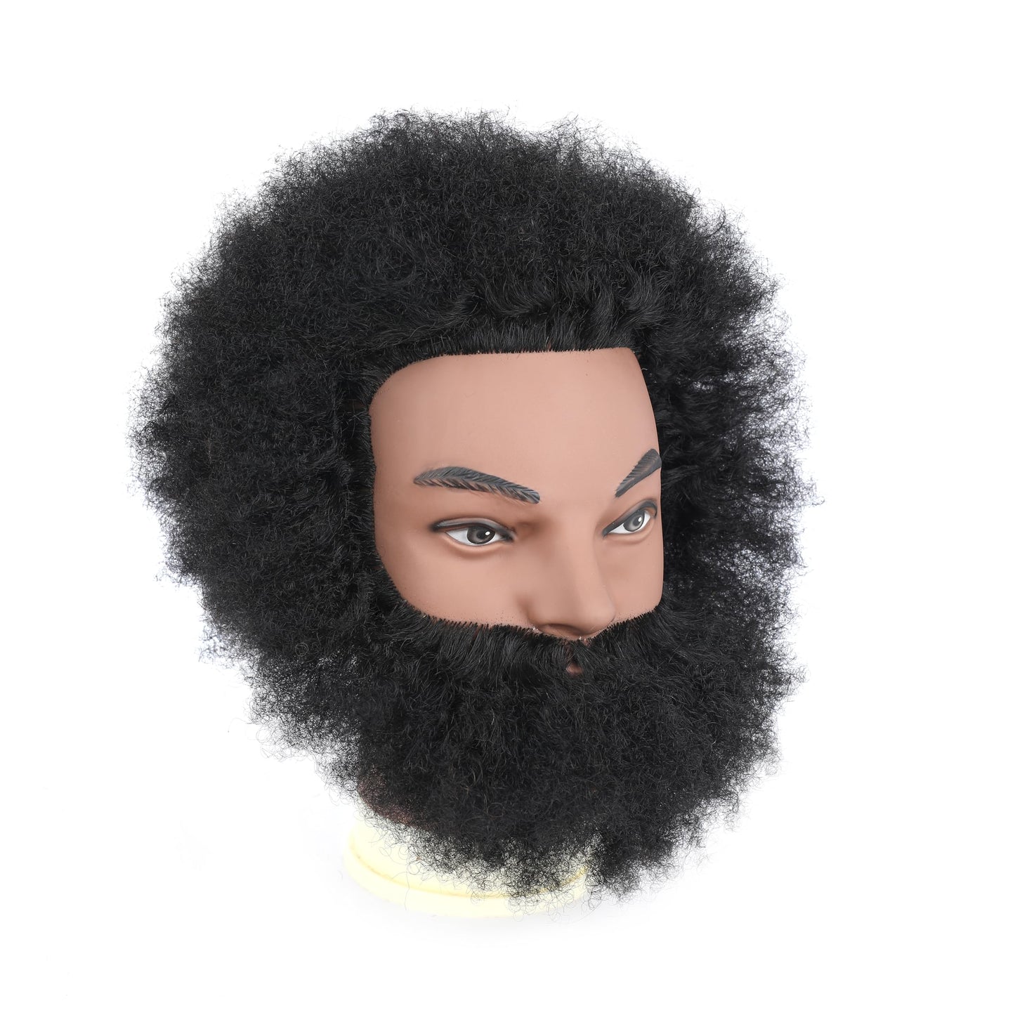 Dark Slate Gray Stancia 6’’ Afro Male Mannequin Head with Beard, Manicans Full Head Real Hair for Hairdresser Barber, Manikin Head for Practice Styling Cornrow Braiding with Clamp Stand