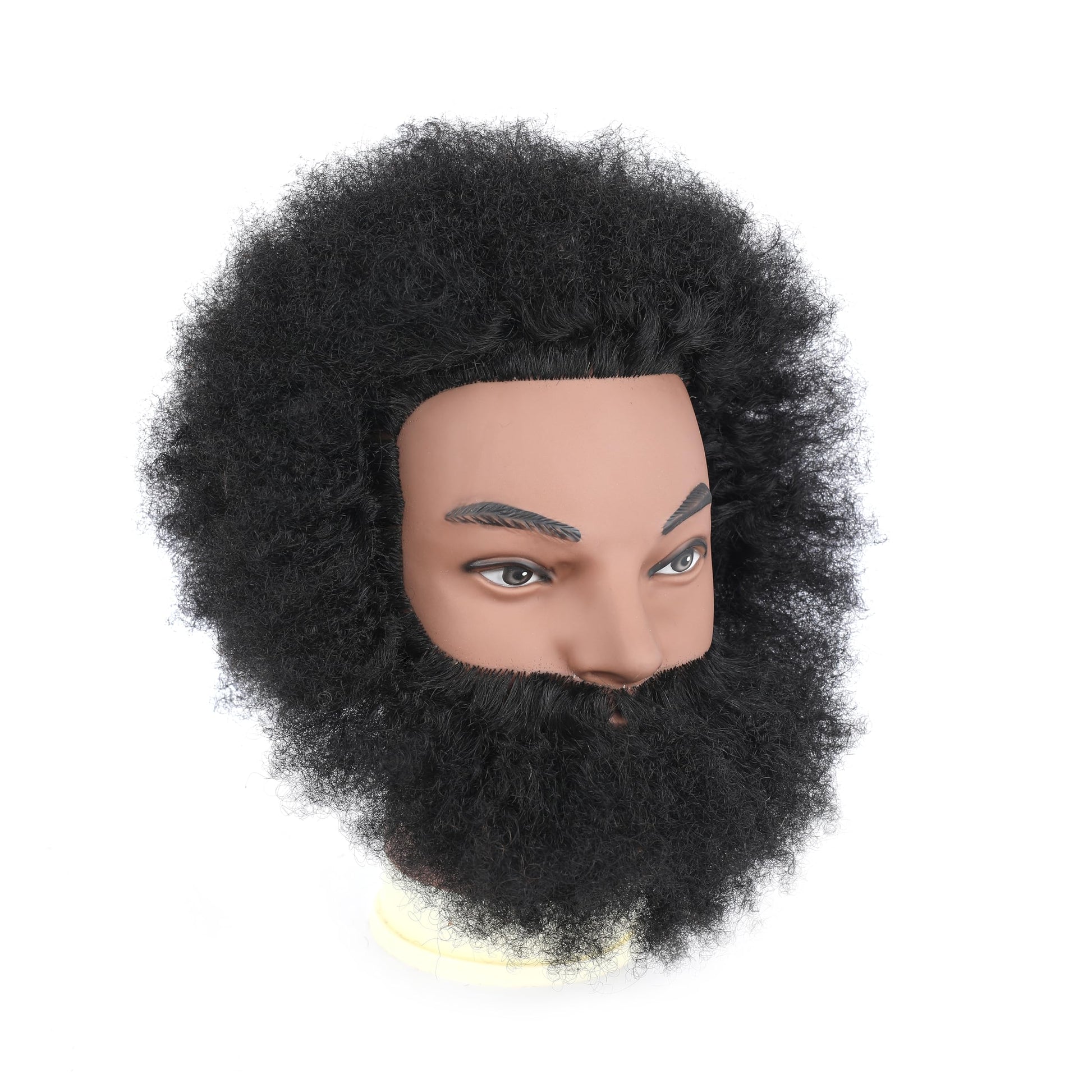 Dark Slate Gray Stancia 6’’ Afro Male Mannequin Head with Beard, Manicans Full Head Real Hair for Hairdresser Barber, Manikin Head for Practice Styling Cornrow Braiding with Clamp Stand