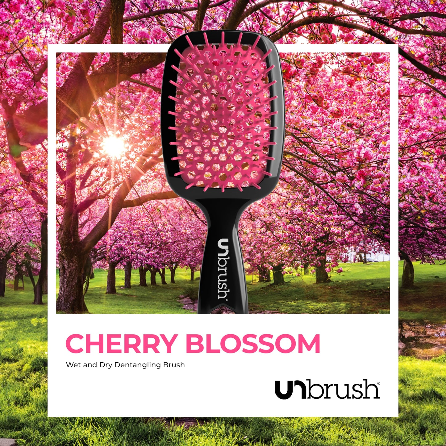 White Smoke FHI Heat UNbrush Detangling Brush for Pain-Free Brushing on All Wet or Dry Hair Types — Durable DuoFlex Anti-Static Bristles, Lightweight Handle, Vented Hair Brush, Cherry Blossom