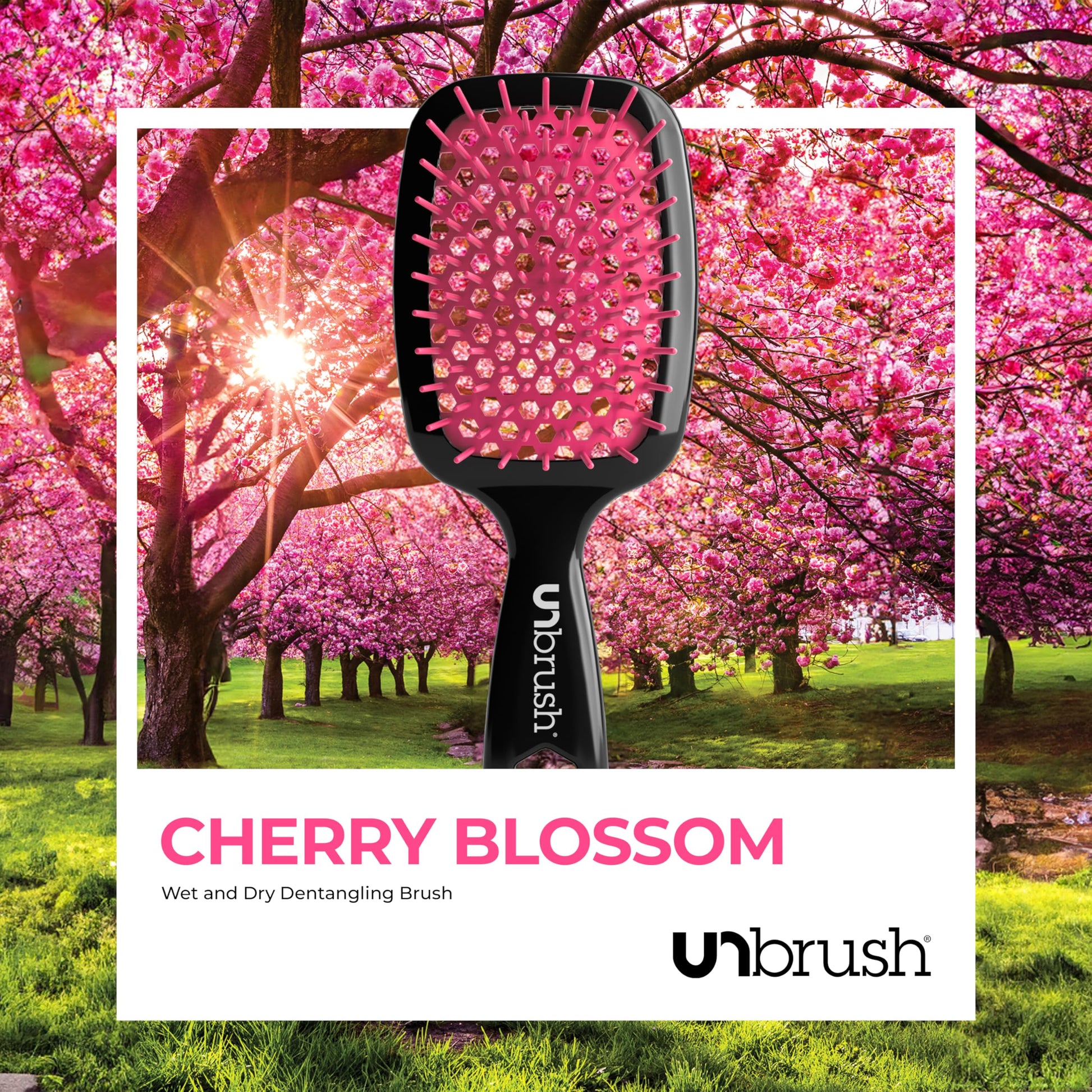 White Smoke FHI Heat UNbrush Detangling Brush for Pain-Free Brushing on All Wet or Dry Hair Types — Durable DuoFlex Anti-Static Bristles, Lightweight Handle, Vented Hair Brush, Cherry Blossom