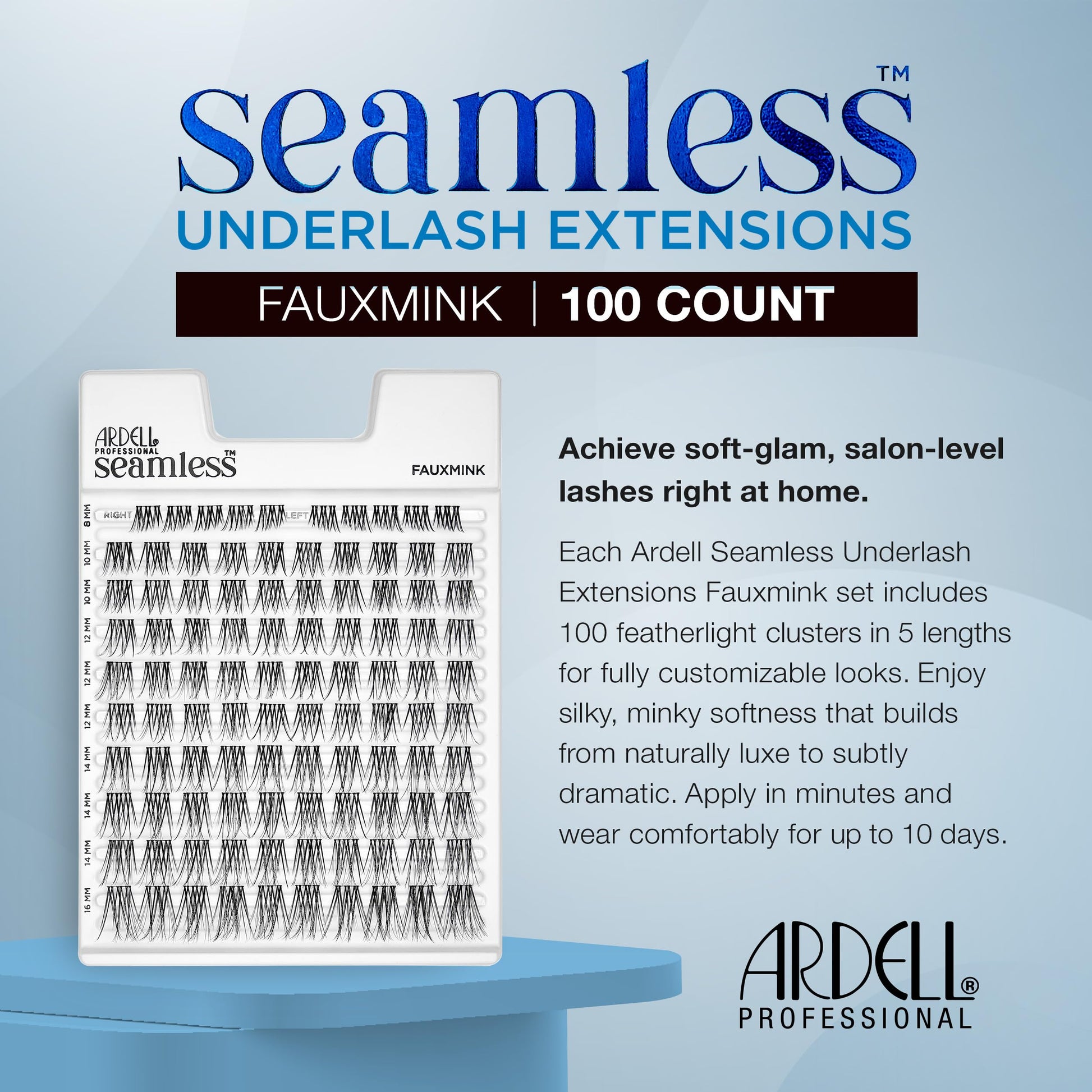 Light Steel Blue Ardell Seamless Underlash Extensions Faux Mink Lashes – DIY Lash Clusters, Natural False Eyelashes Lash Extension, Cluster Eyelash Extensions, 100 ct