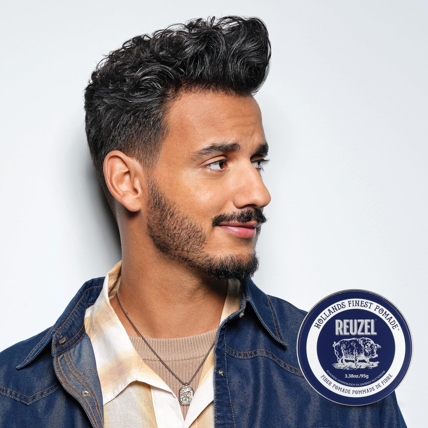 Lavender REUZEL Fiber Pomade, Firm and Pliable All Day Hold, Water Soluble Styling, Low Shine and Flake Free, Easy To Wash Out, For All Hair Types