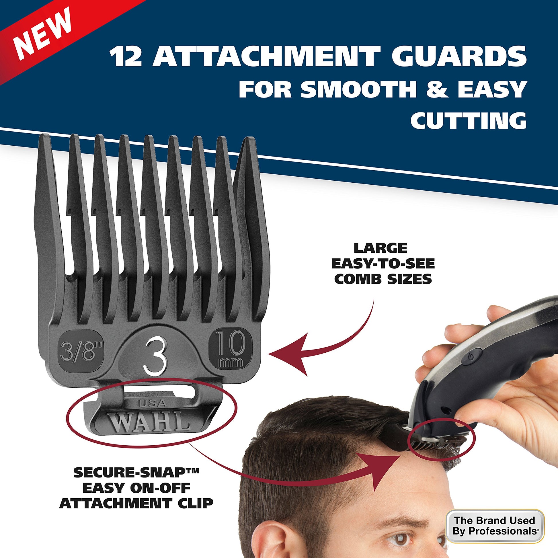 White Smoke Wahl Men's Cordless Hair Clippers, Lithium-Ion Rechargeable Kit – 2-Hour Run Time, 15-Minute Quick Charge, Self-Sharpening Precision Blades, Hair Trimmer for Men - Model 79608