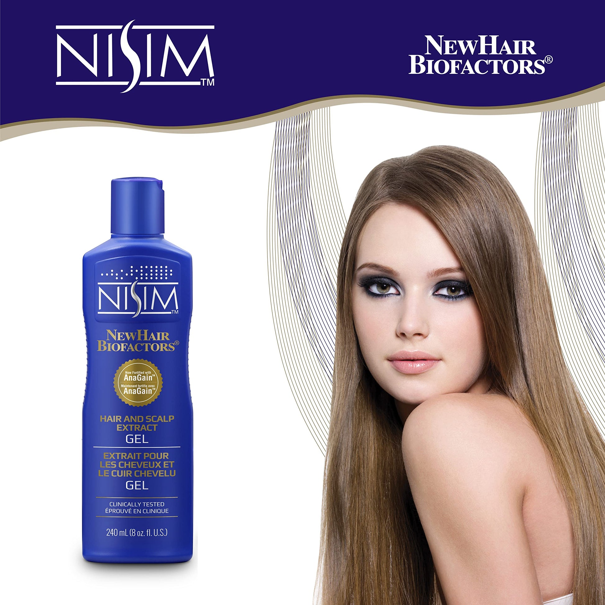 White Smoke NISIM NewHair BioFactors Hair and Scalp Gel with AnaGain - Specially Formulated for Normal to Dry Hair to Maximize Natural Growth Cycle (8 Ounce / 240 Milliliter)