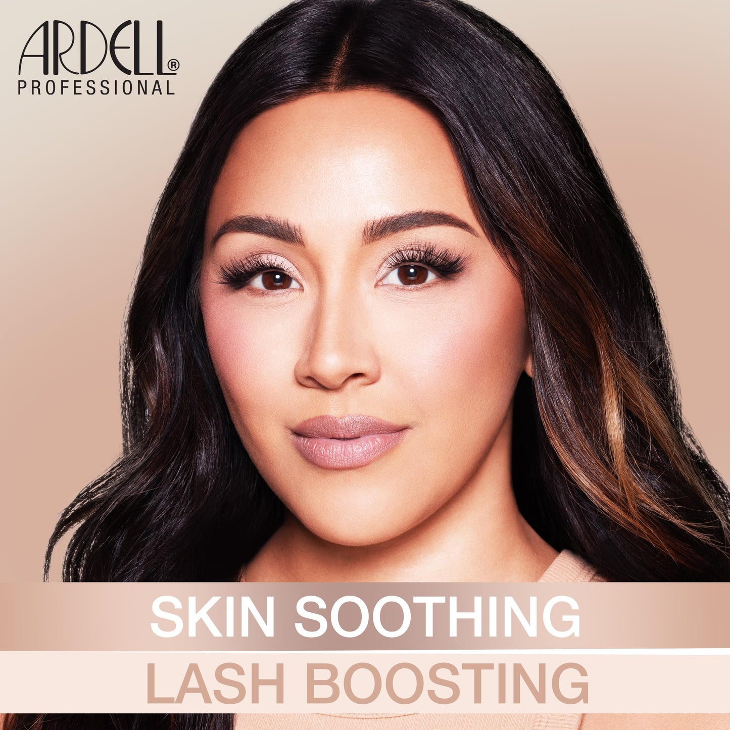 Tan Ardell Nourish Lashes 752 – Voluminous False Eyelashes with Peptides & Biotin Infused Band, Lash Glue Included, Fluffy Wispy Strip Lashes for Sensitive Eyes