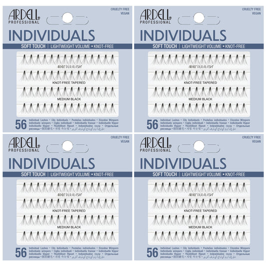 Light Gray Ardell Soft Touch Individual Lashes – Knot-Free Lash Clusters, Medium Tapered False Eyelashes, 4 Pack