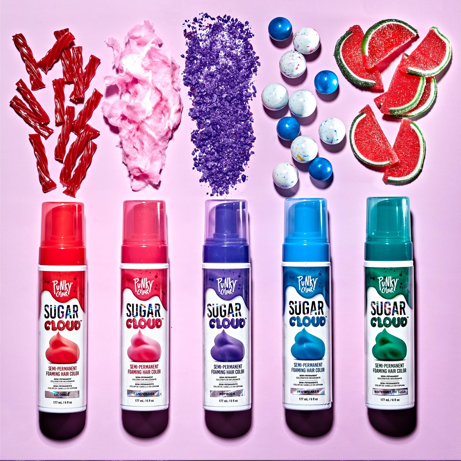 Lavender Punky Sugar Cloud Semi-Permanent Foam Hair Color, Poprock - Vibrant Hair Dye for Long-Lasting Color, Easy Application Foam Hair Dye, 6 fl oz.