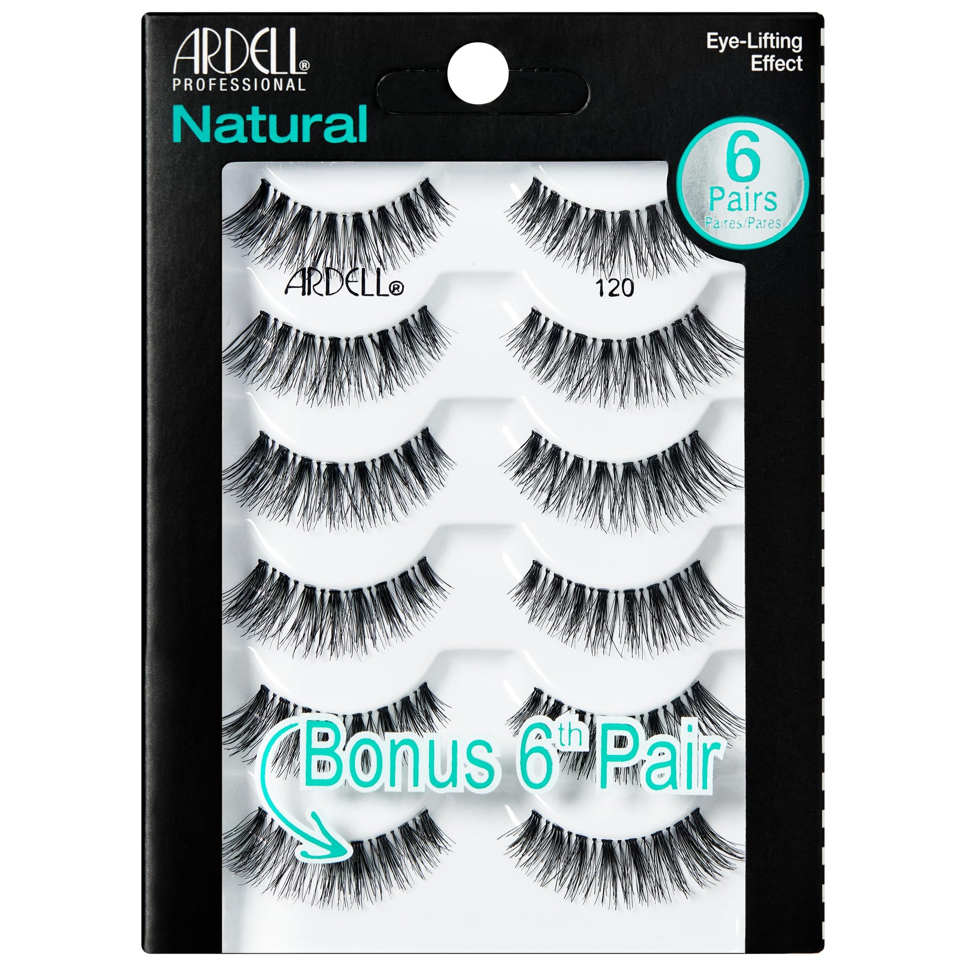 Black Ardell Natural Lashes 120 – Natural Look Wispy Lashes, Lightweight, Long-Lasting Wispies Black, 6 Pairs, 1 Pack