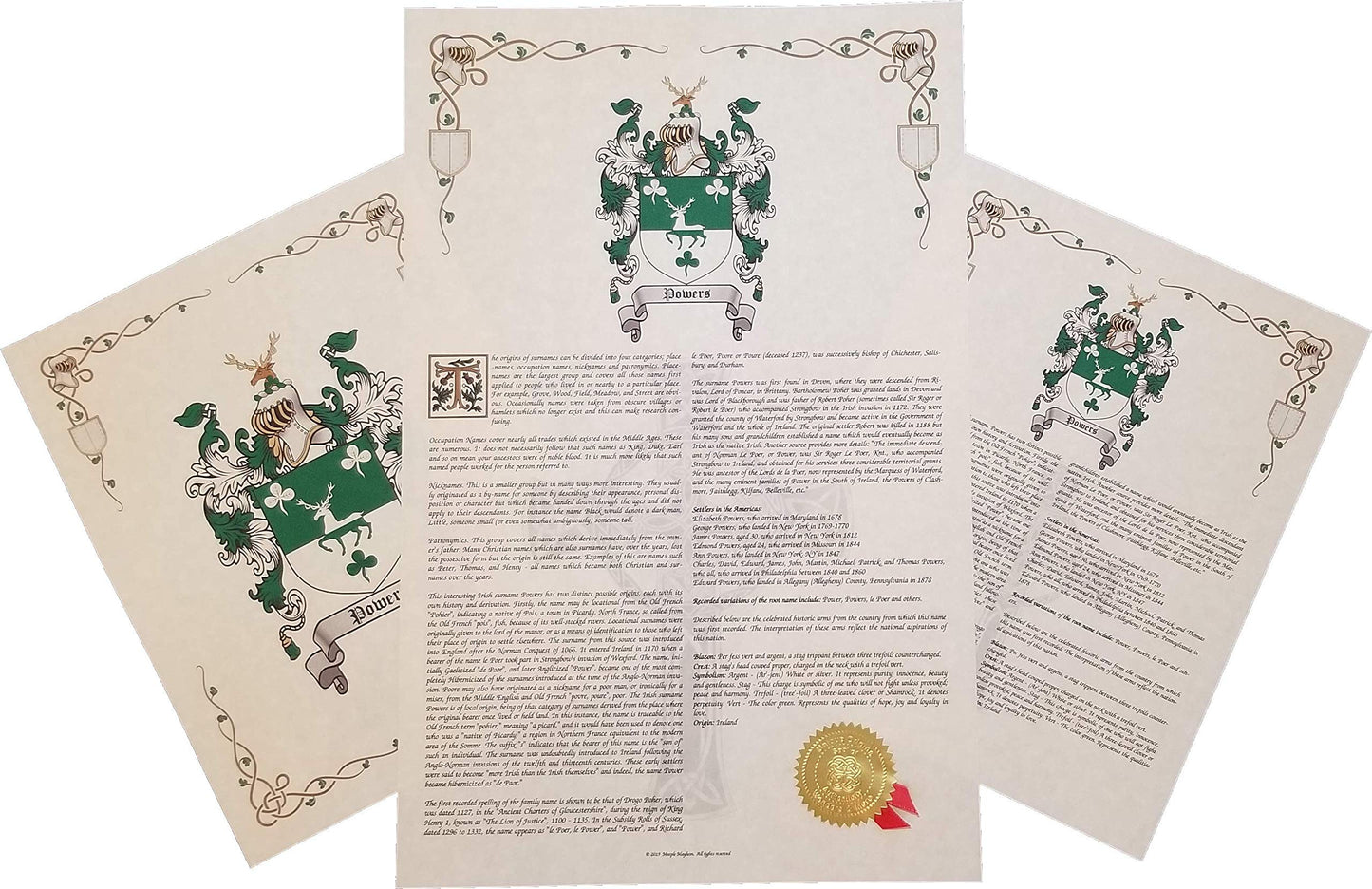 White Smoke Mr Sweets Lanza - Coat of Arms, Crest & History 3 Print Combo - Surname Origin: Italian Italy