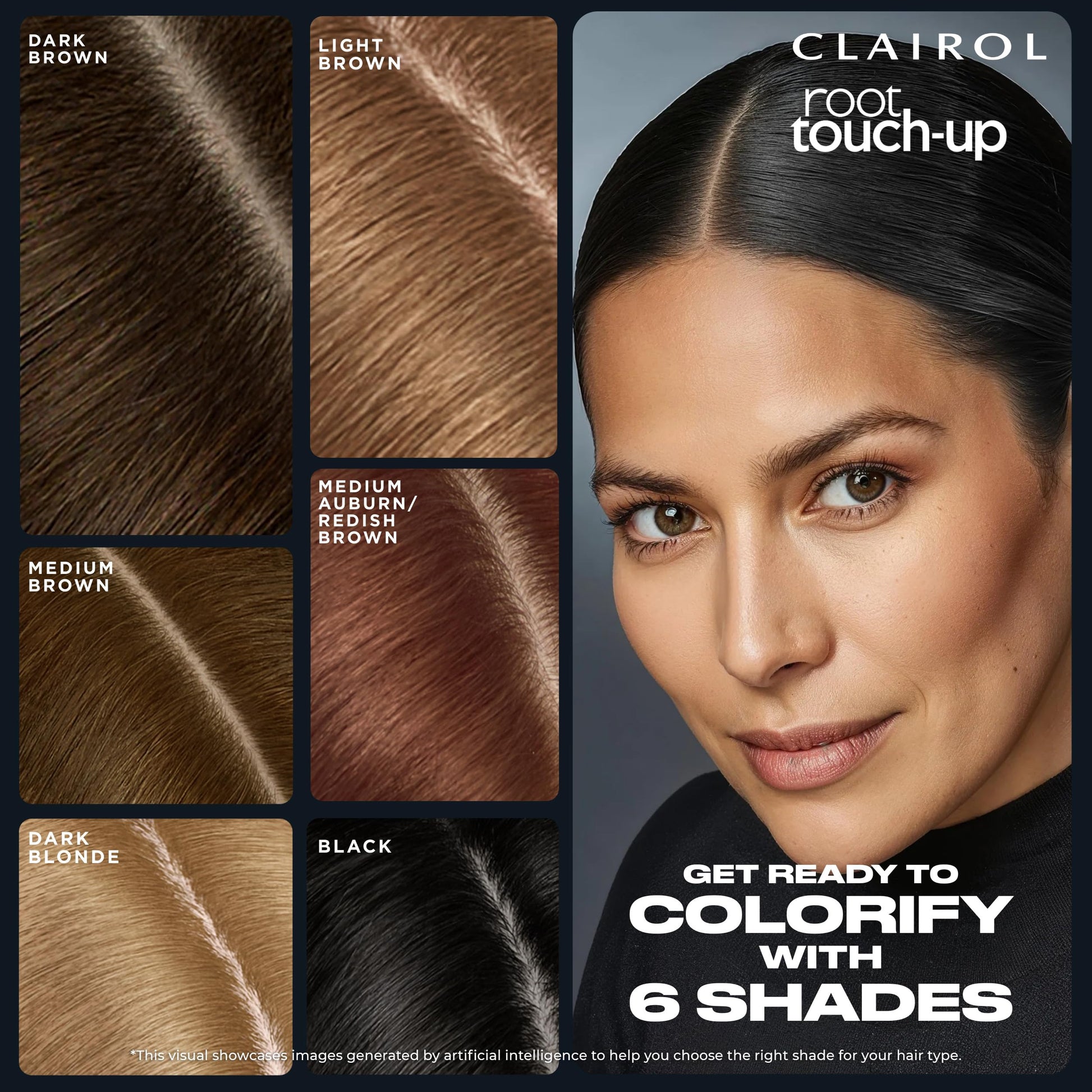 Black Clairol Root Touch-Up Semi-Permanent Hair Color Blending Gel, 6 Light Brown, Pack of 1