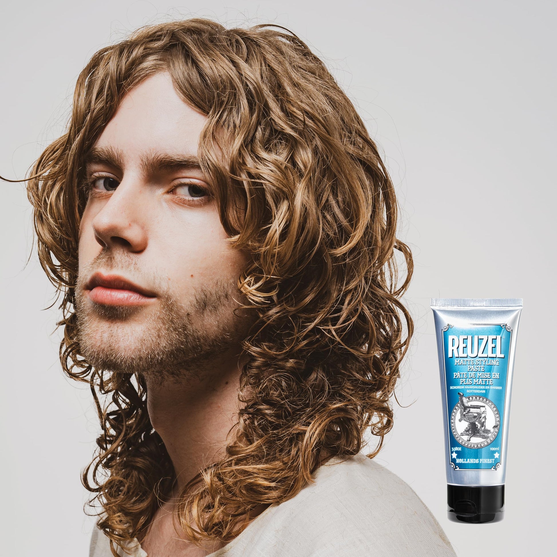 Light Gray REUZEL Grooming Cream, Pilable Natural Light Hold, Adds Texture and Definition, Moisturizing, Weightless, Easy To Wash Out, Water Based Formula, Sugary Rum Scent, 3.38 oz