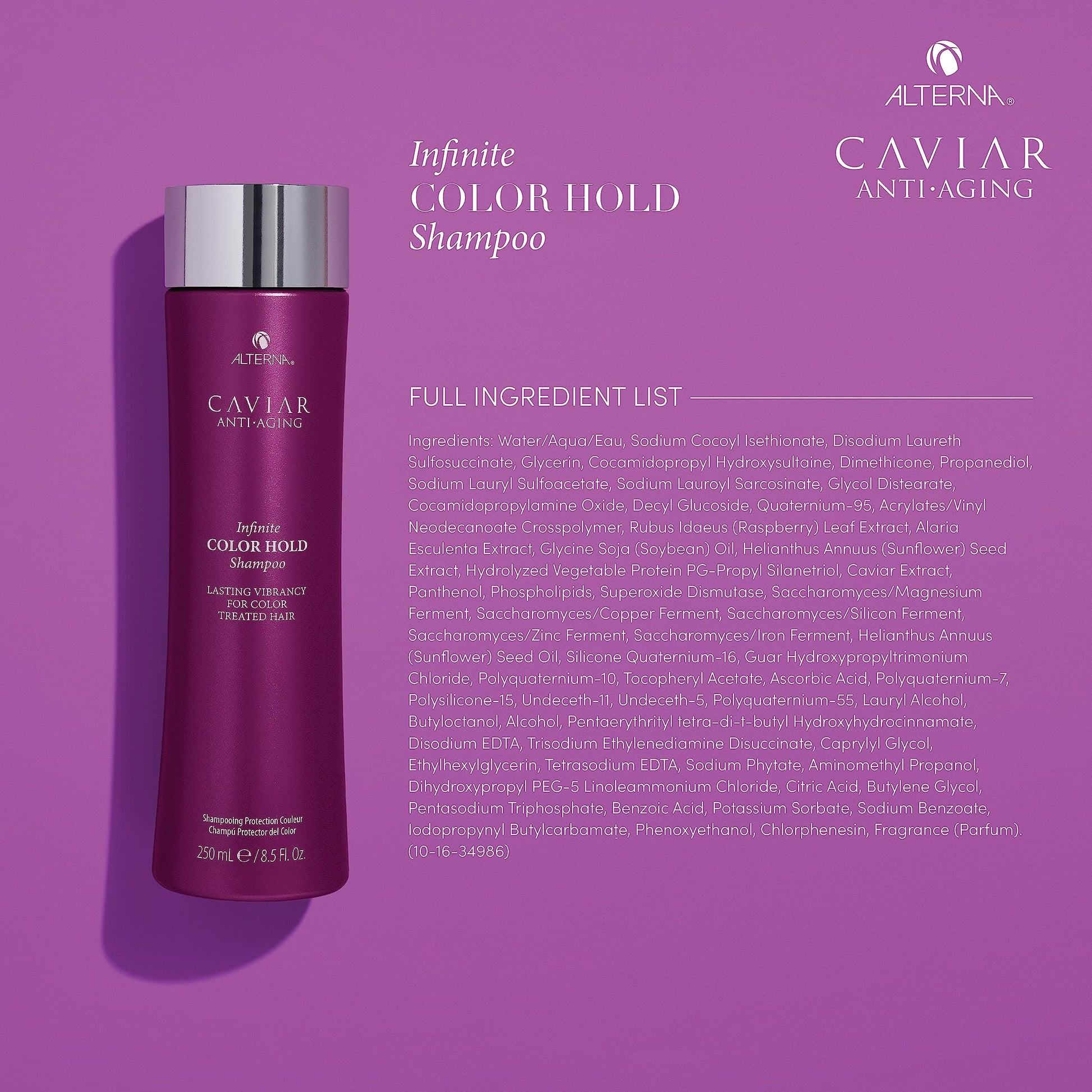 Medium Orchid Alterna CAVIAR Anti-Aging Infinite Color Hold Shampoo 33.8 Fl Oz | For Color Treated Hair | Minimizes Color Fade | Sulfate Free