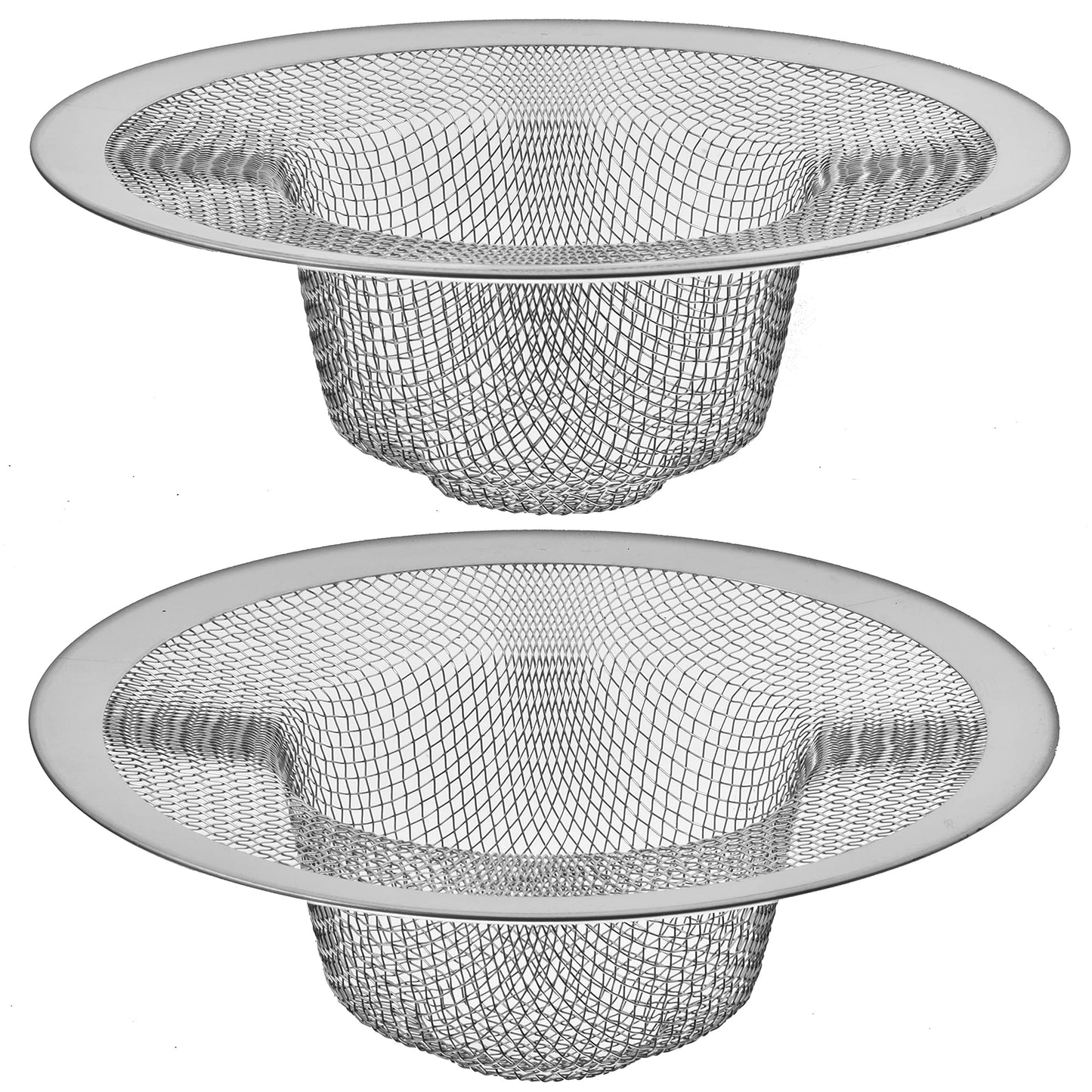White Smoke 2 Pack - 4.5" Top / 3" Mesh Basket - Kitchen Sink Drain Strainer Stainless Steel Large Food Catcher. Fast Flow and Effective Full Mesh Basket