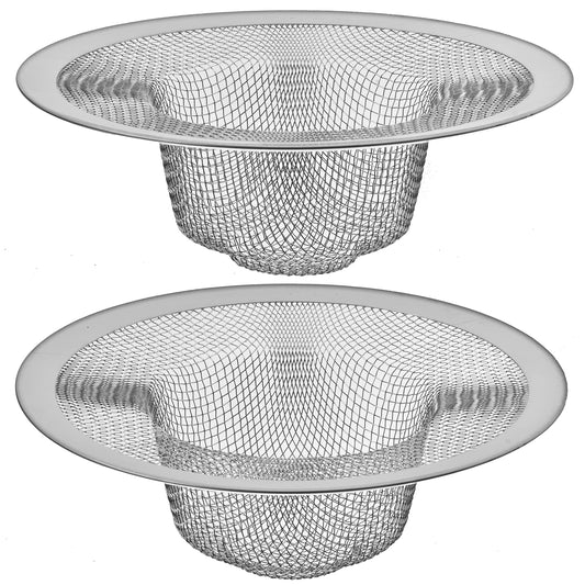 White Smoke 2 Pack - 4.5" Top / 3" Mesh Basket - Kitchen Sink Drain Strainer Stainless Steel Large Food Catcher. Fast Flow and Effective Full Mesh Basket