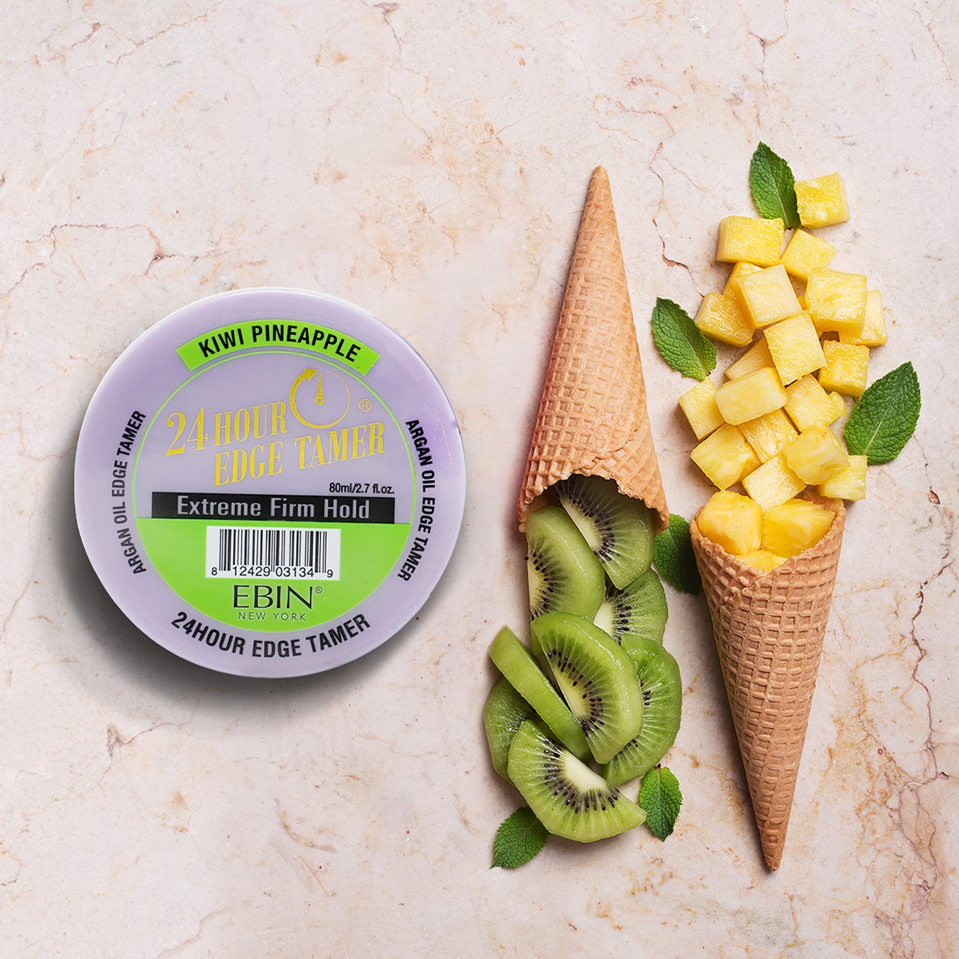 Light Gray EBIN NEW YORK 24 Hour Edge Tamer Refresh (2.7 oz, Kiwi Pineapple)