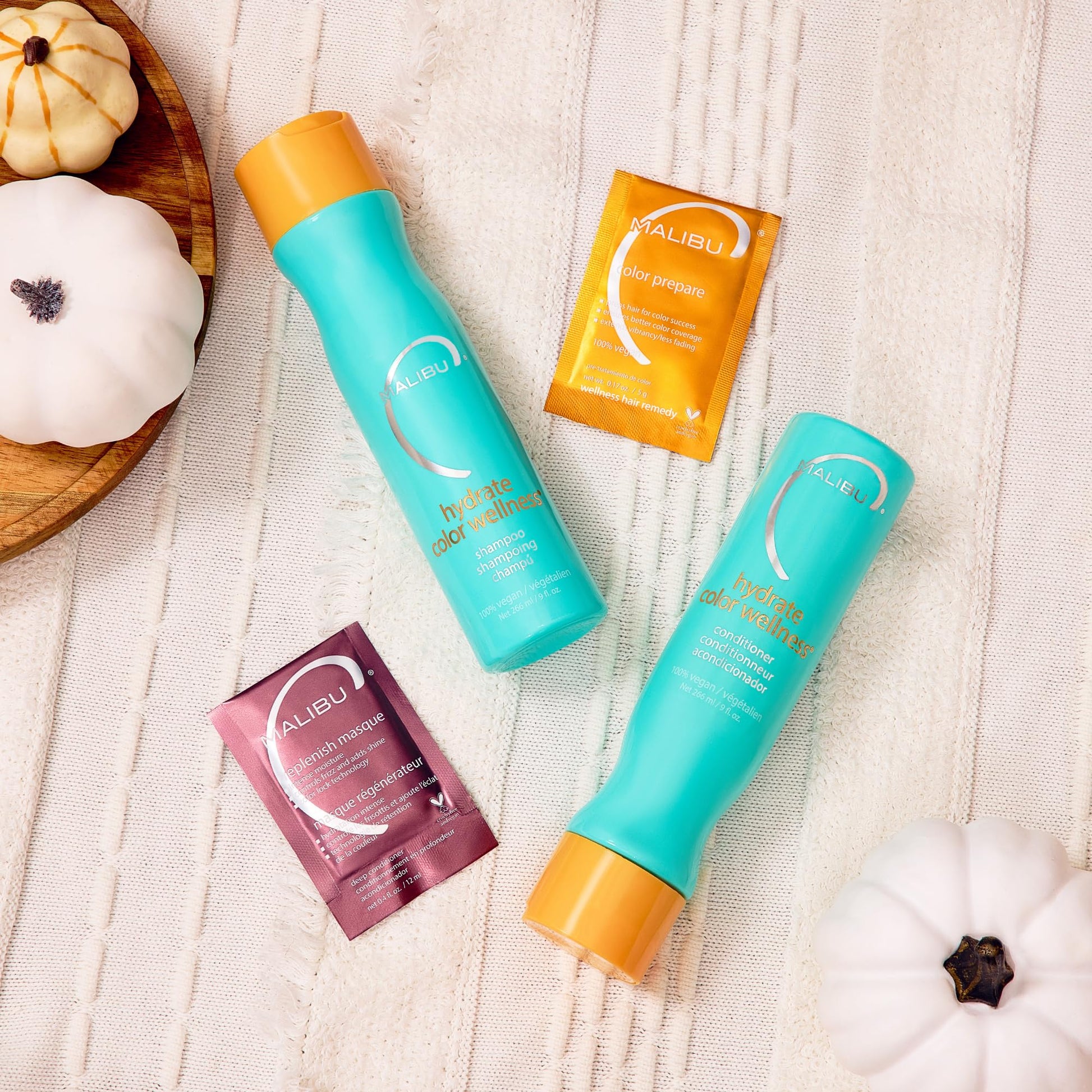 Light Gray Malibu C Hydrate Color Wellness Collection - Moisturizing Color Safe Shampoo & Hydrating Hair Remedy - Formulated to Preserve + Protect Hair Color