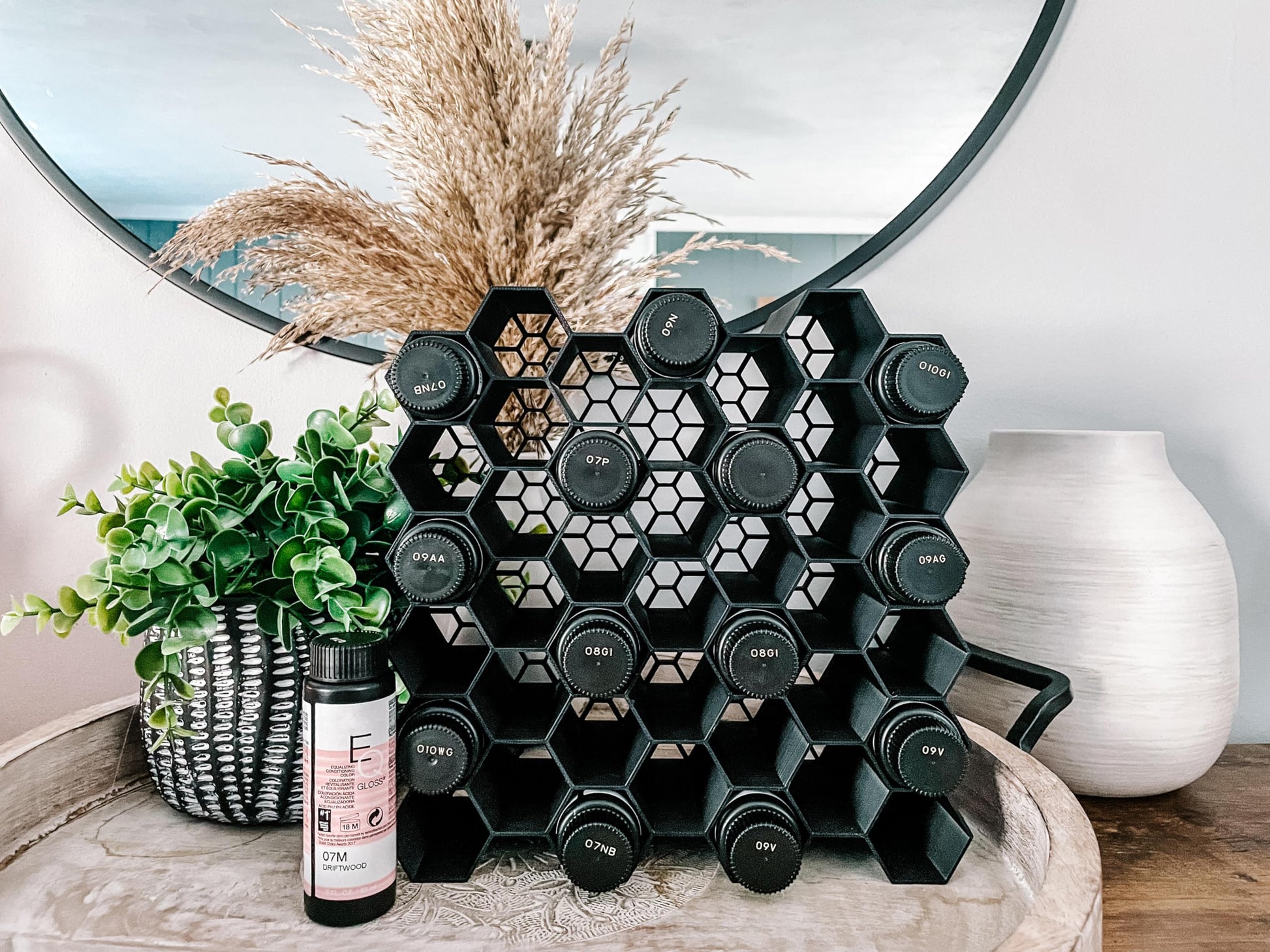 Lavender HexRacks Hair Dye Holder - Shades EQ & More - Wall Mountable or Stackable - Hair Sylist Dye Holder Rack | Holds 42 Bottles Per Section